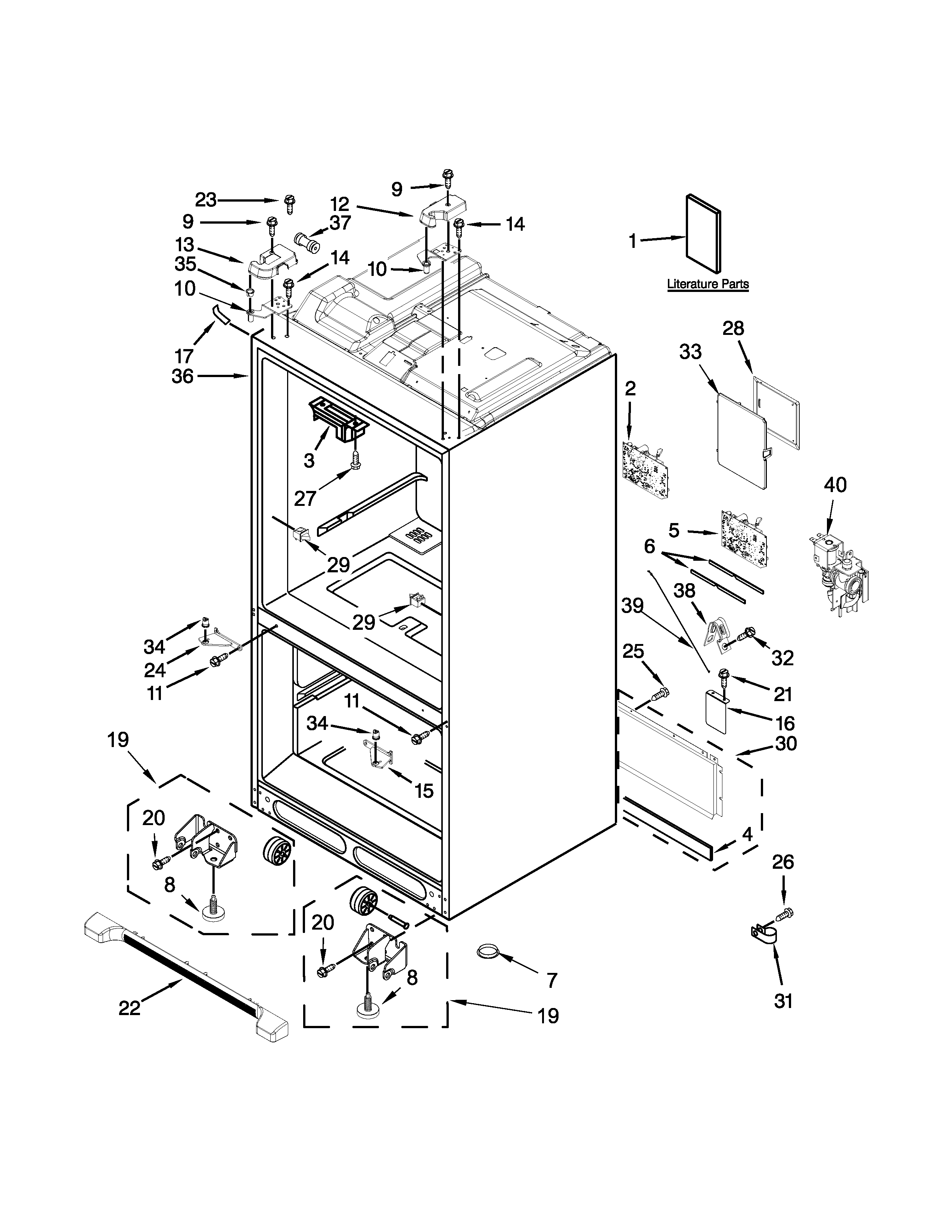 Whirlpool WRF736SDAM10 cabinet parts diagram