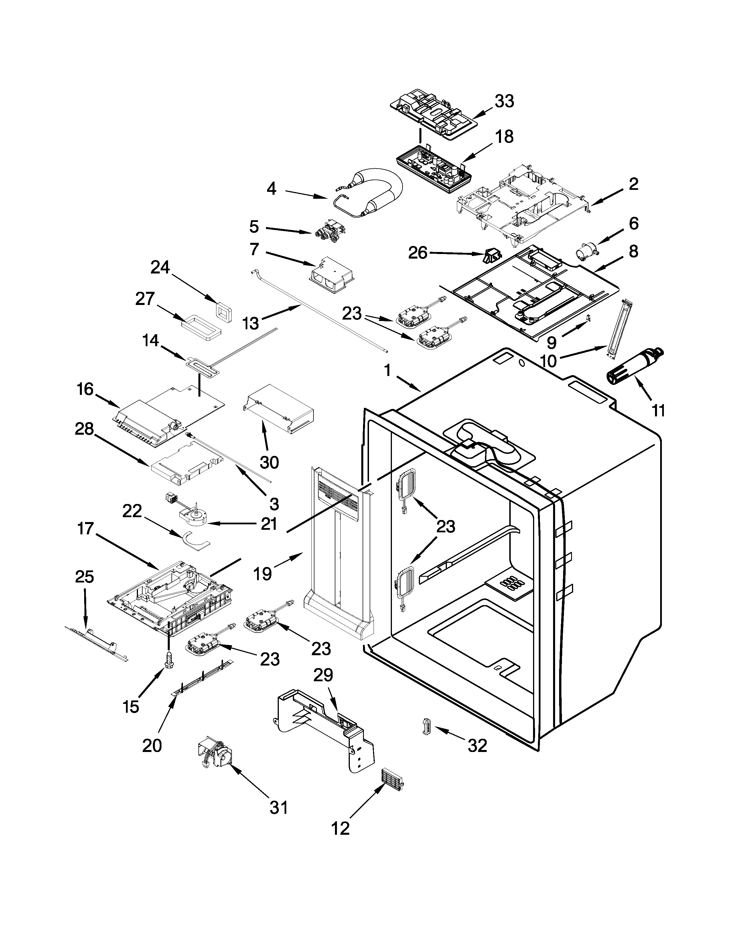Whirlpool WRF736SDAM10 refrigerator liner parts diagram