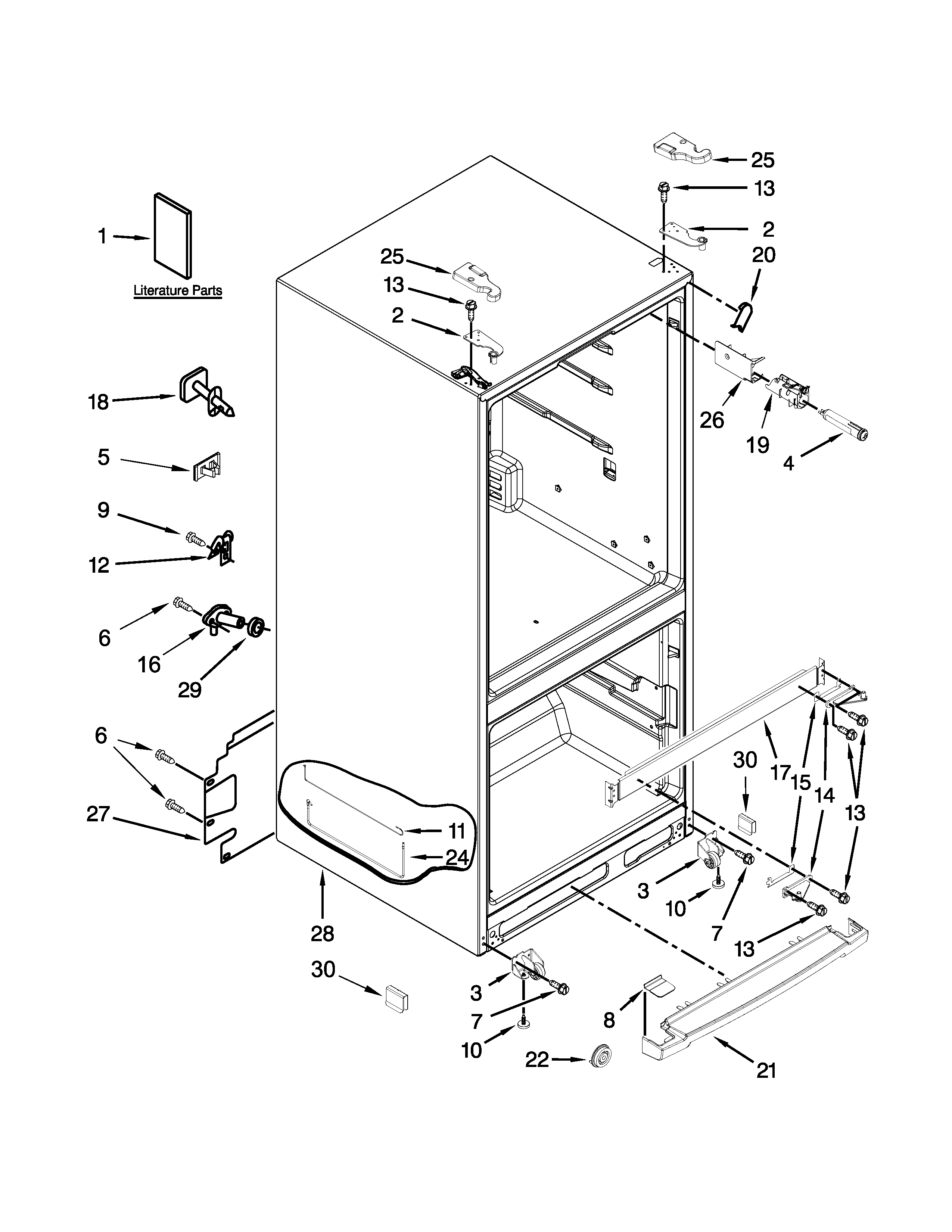 KitchenAid KFFS20EYBL01 cabinet parts diagram