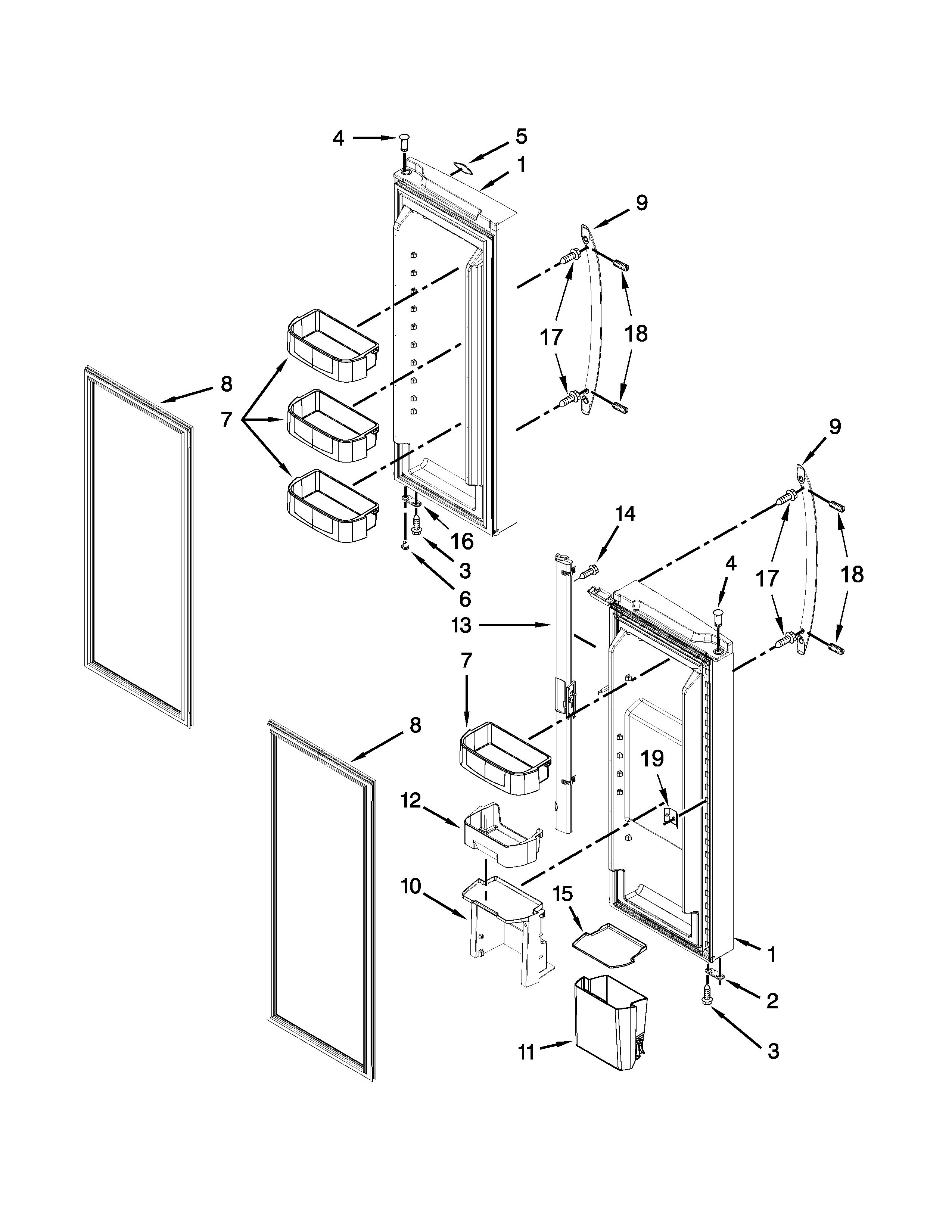 KitchenAid KFFS20EYBL01 refrigerator door parts diagram
