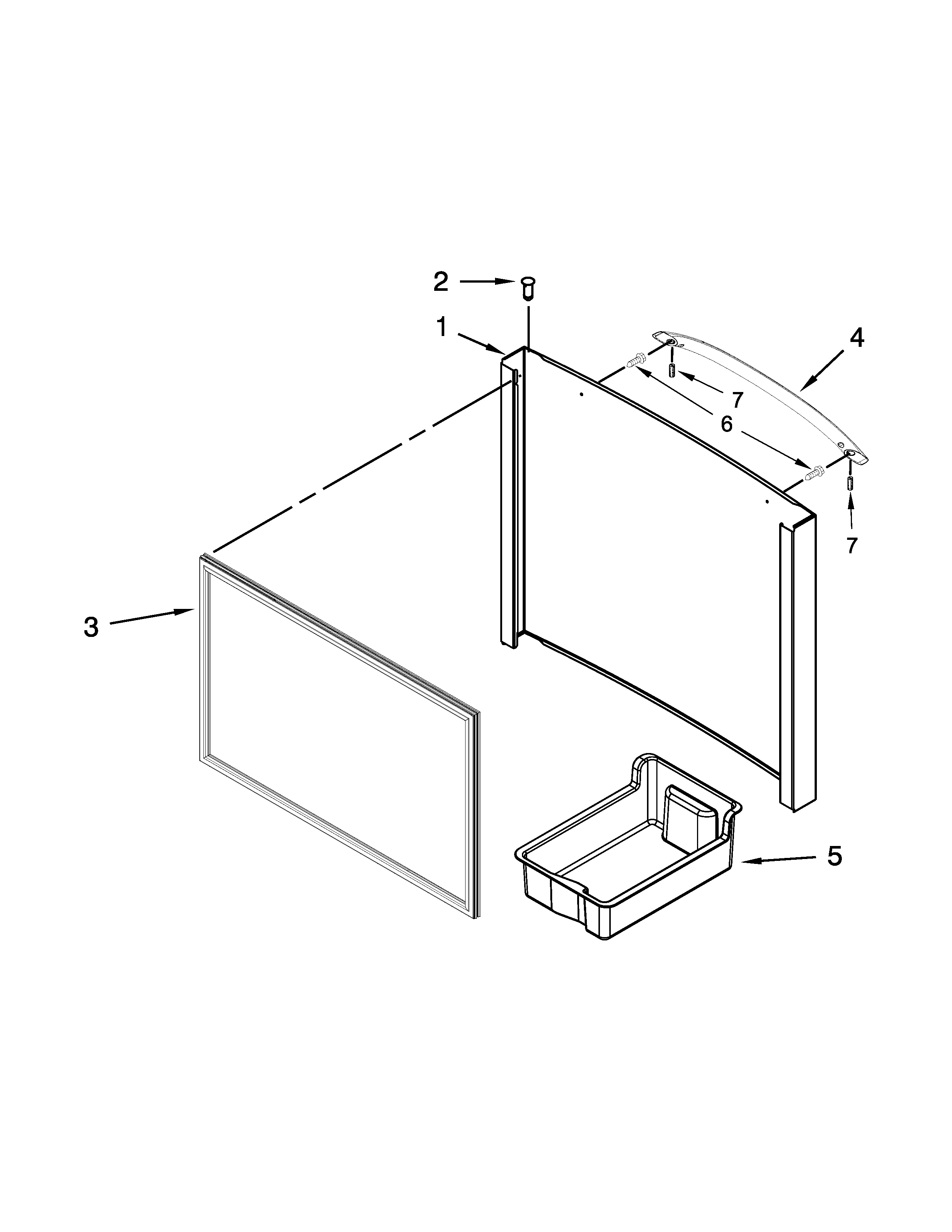 KitchenAid KFFS20EYBL01 freezer door parts diagram