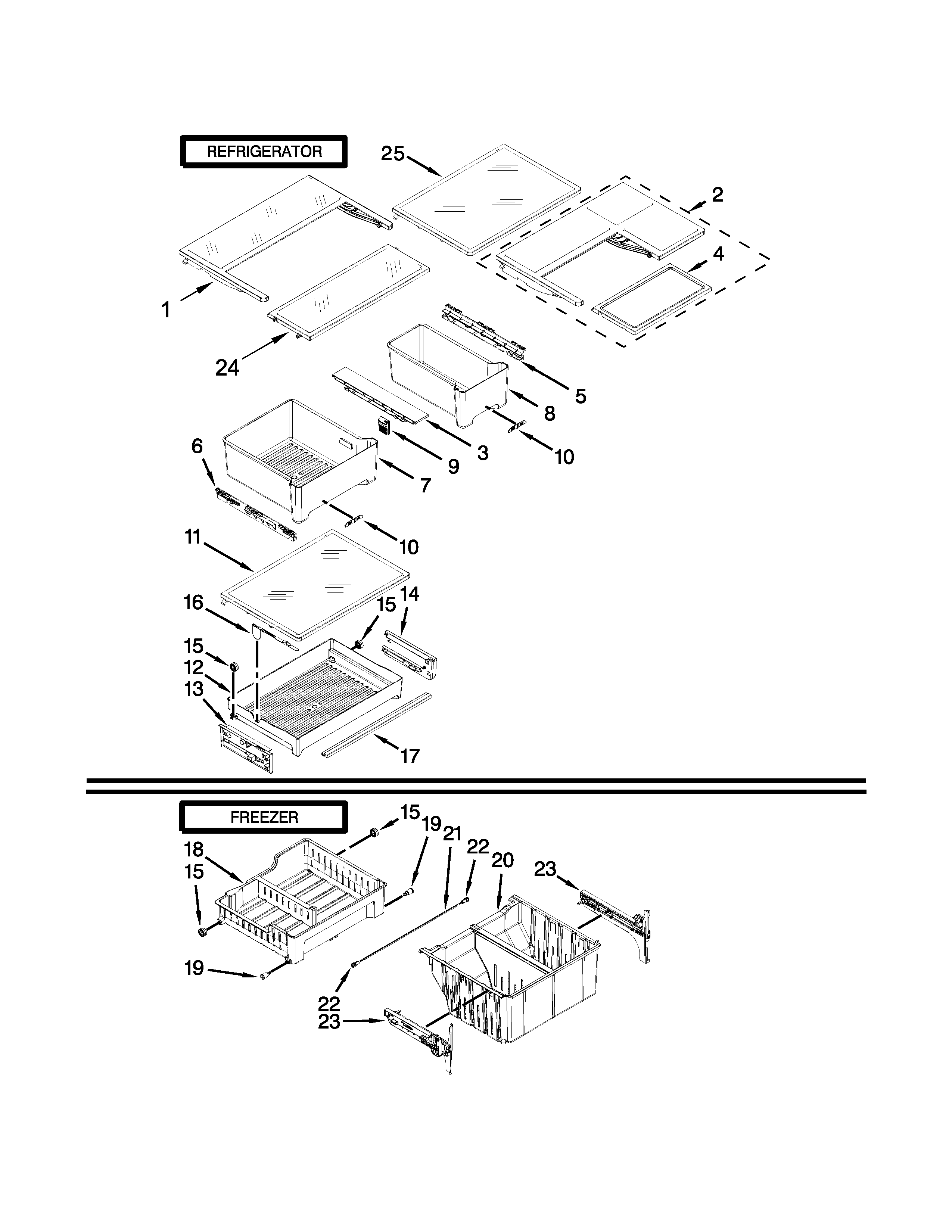 KitchenAid KFFS20EYBL01 shelf parts diagram