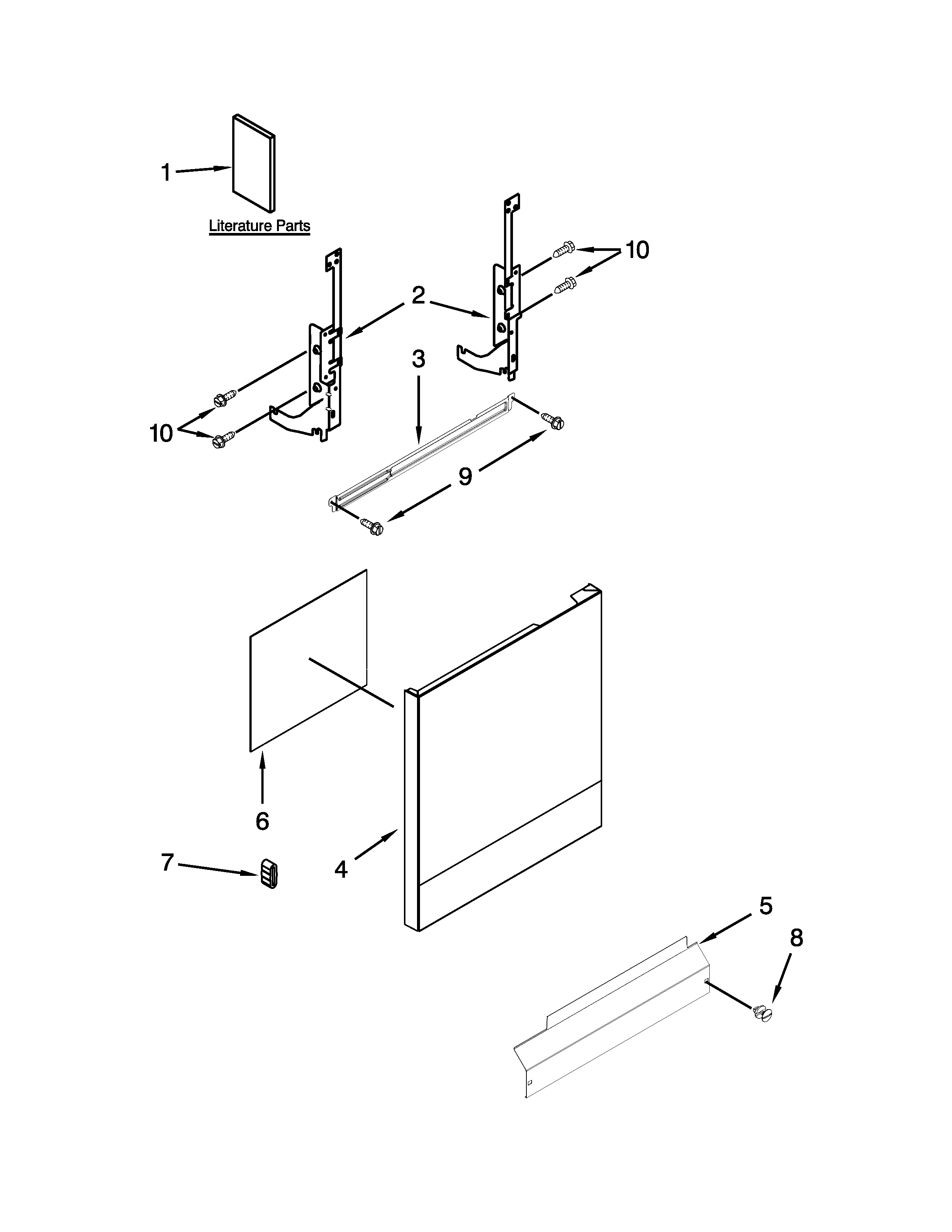 Whirlpool WDF310PAAW5 door and panel parts diagram