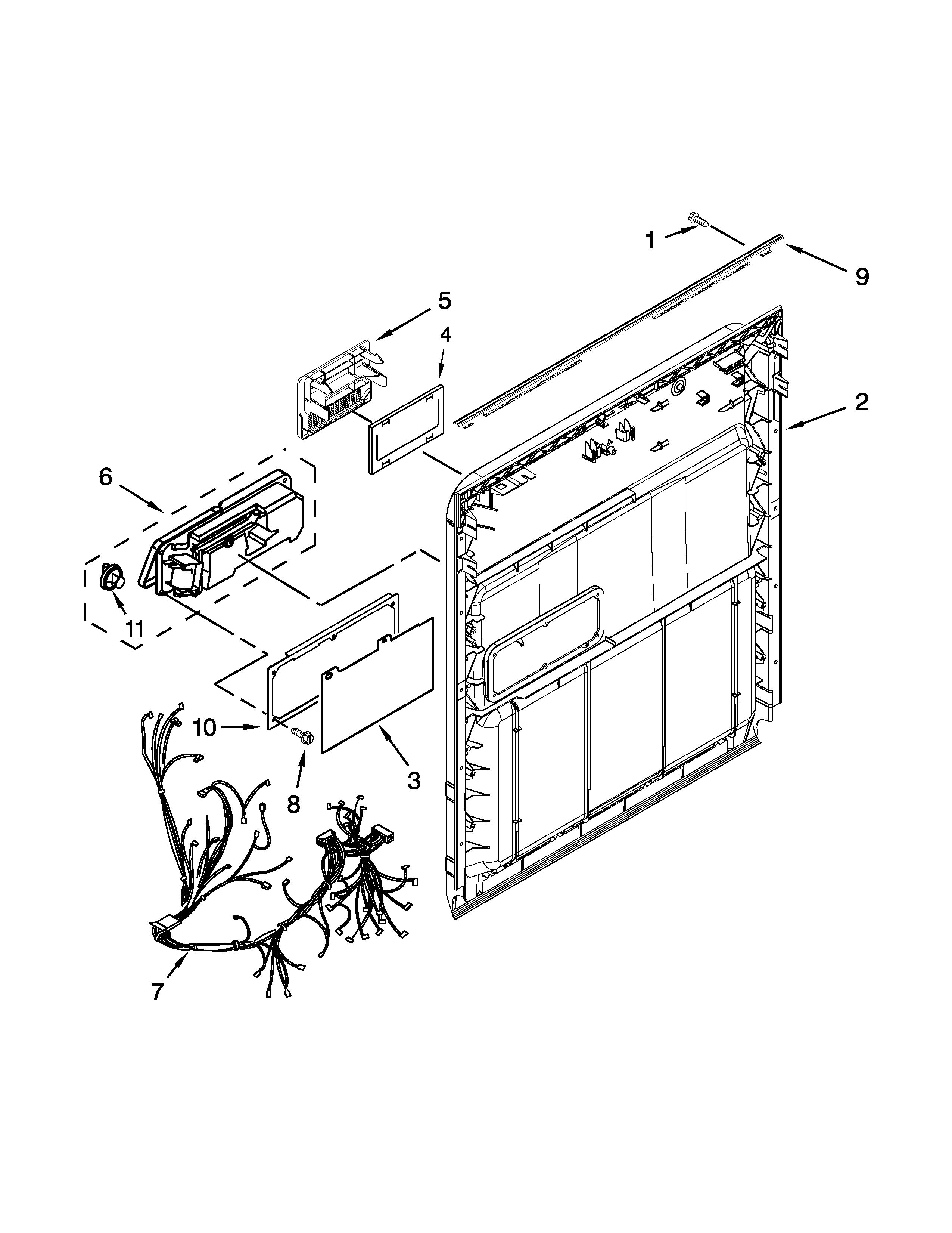 Whirlpool WDF310PAAW5 inner door parts diagram