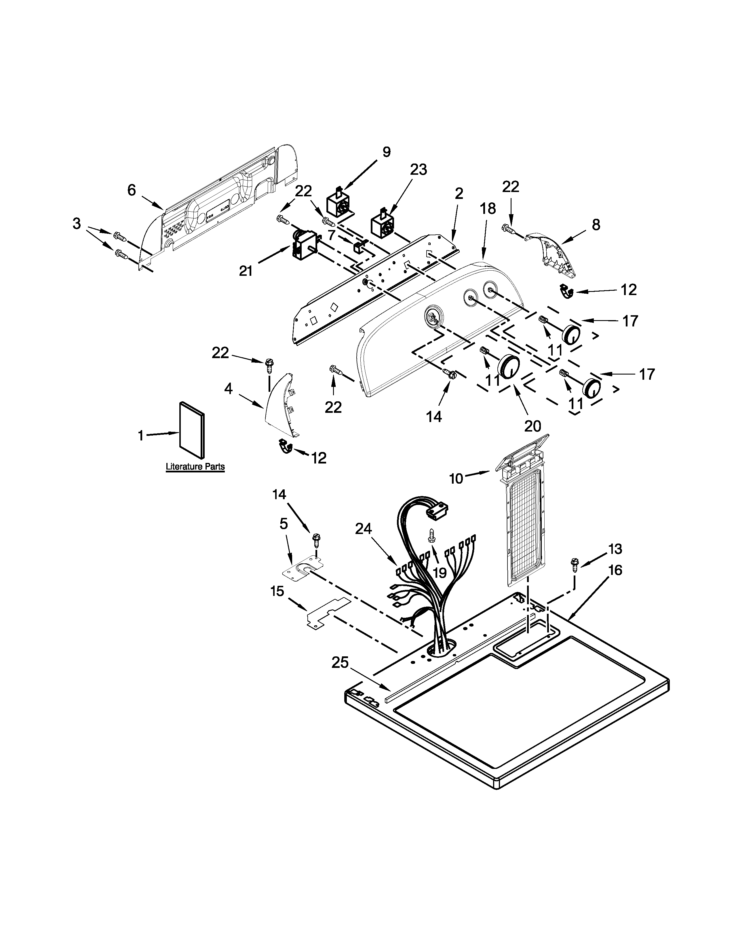 Whirlpool WED4890BQ0 top and console parts diagram