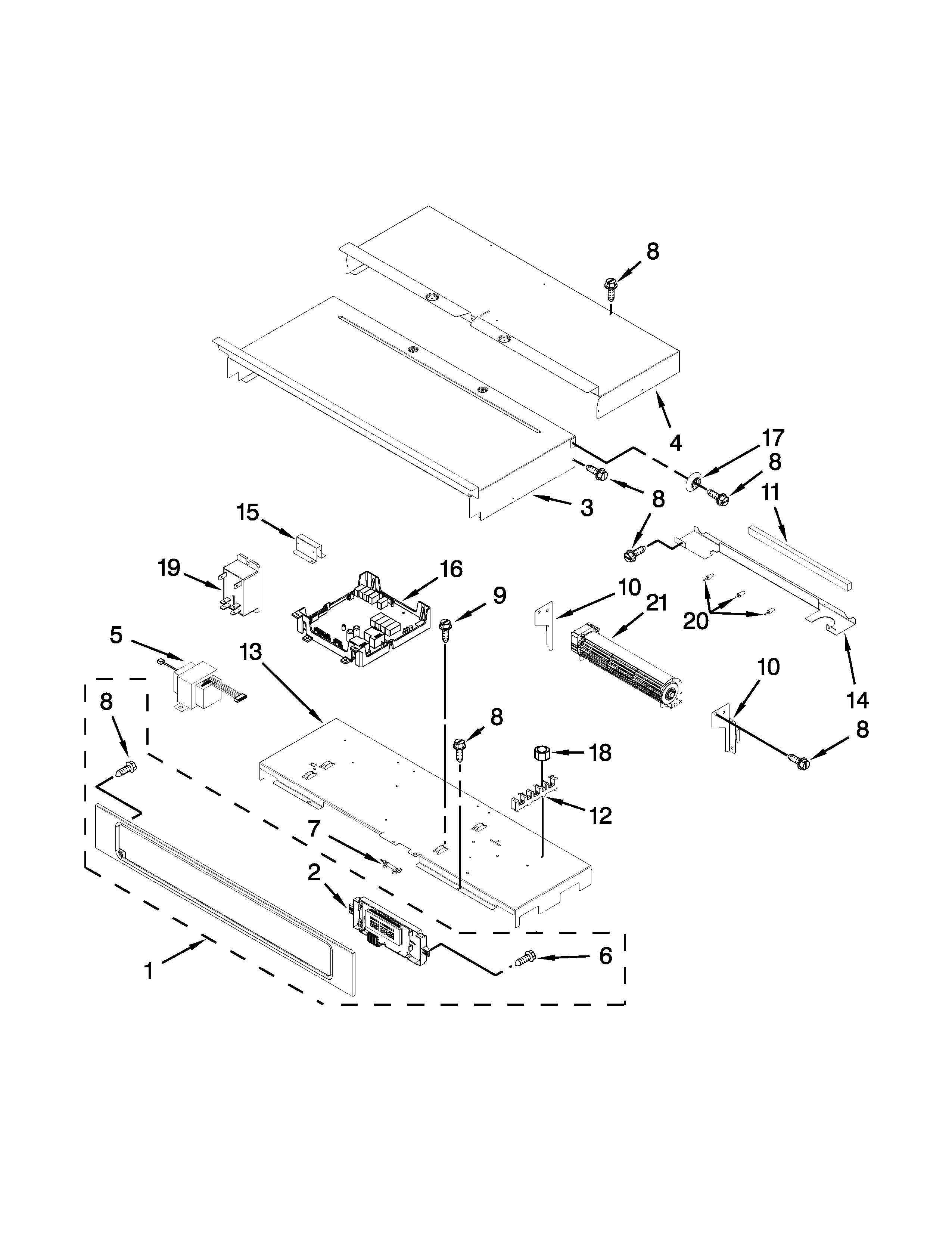 KitchenAid KEBS279BBL01 control panel parts diagram