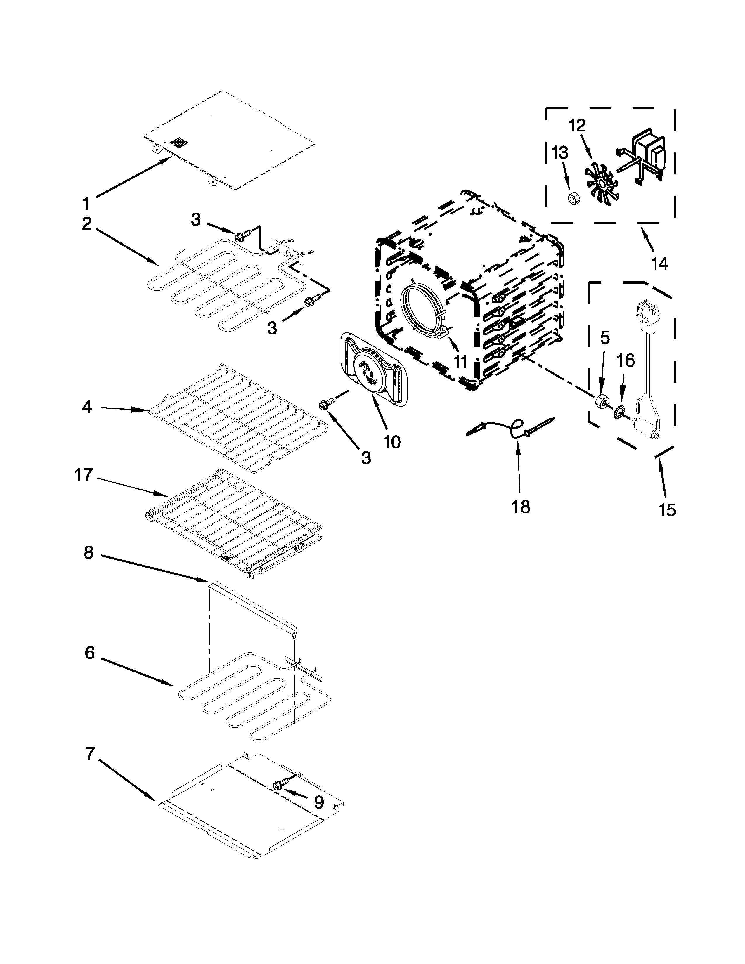 KitchenAid KEBS279BBL01 internal oven parts diagram