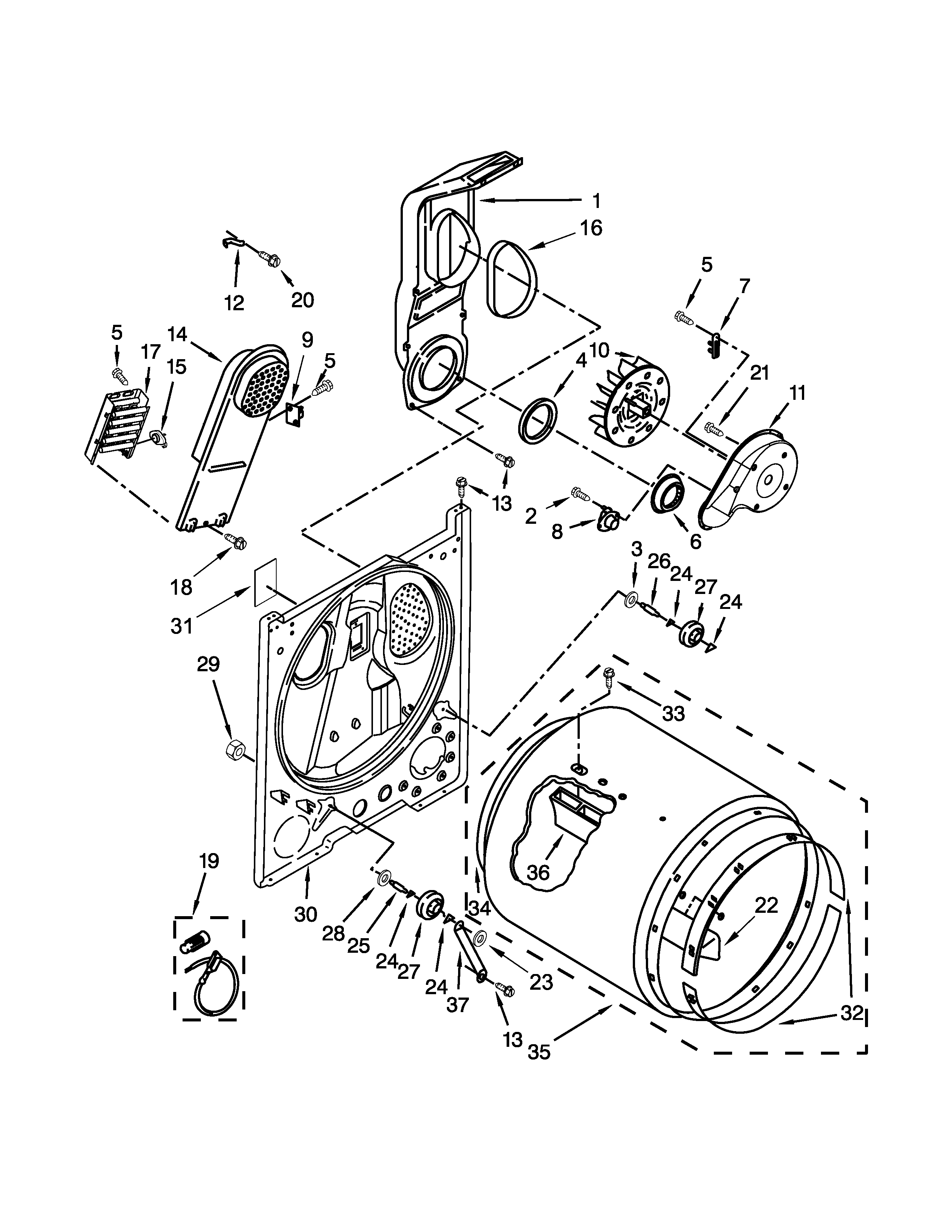 Whirlpool 7MWED1600BM1 bulkhead parts diagram