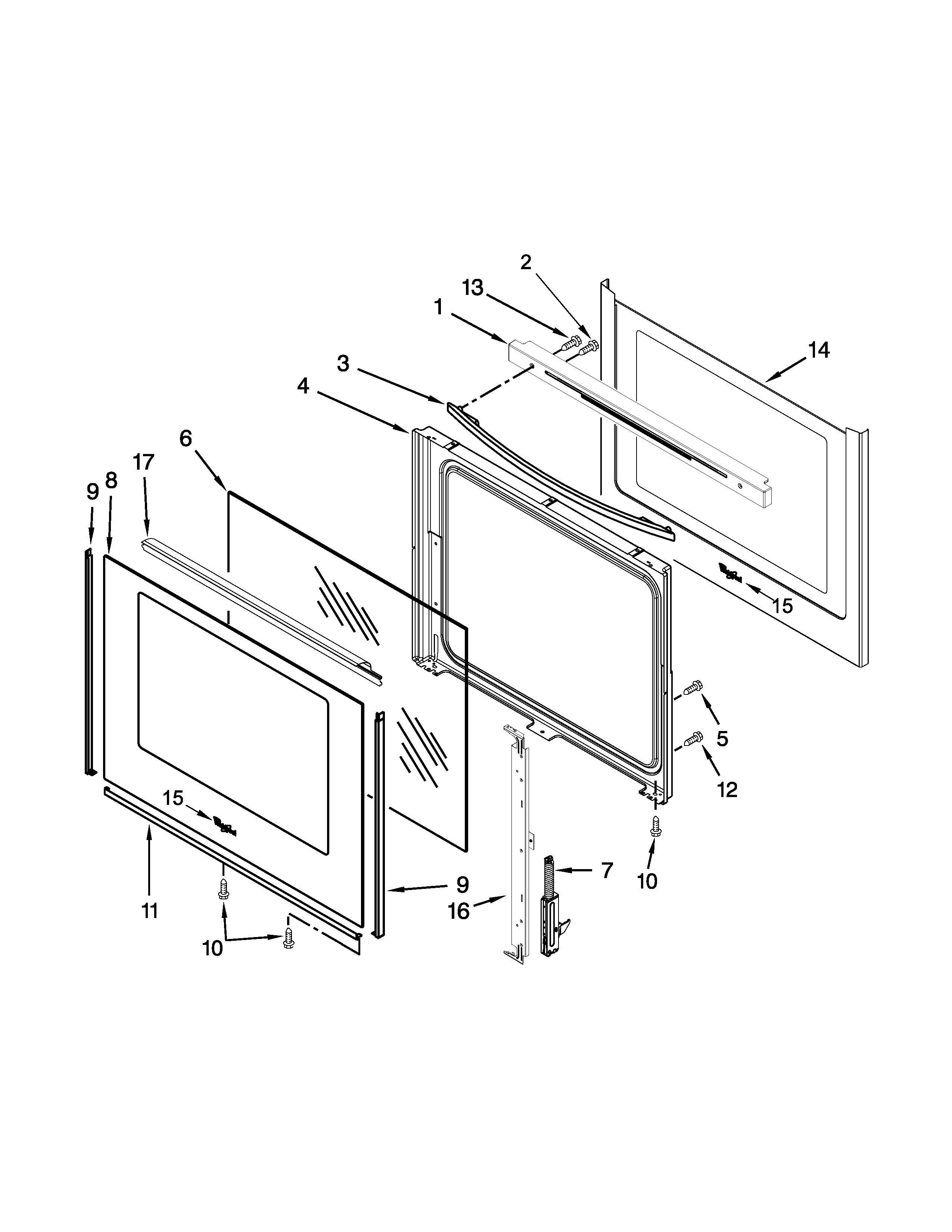 Whirlpool YWFE710H0BS1 door parts diagram