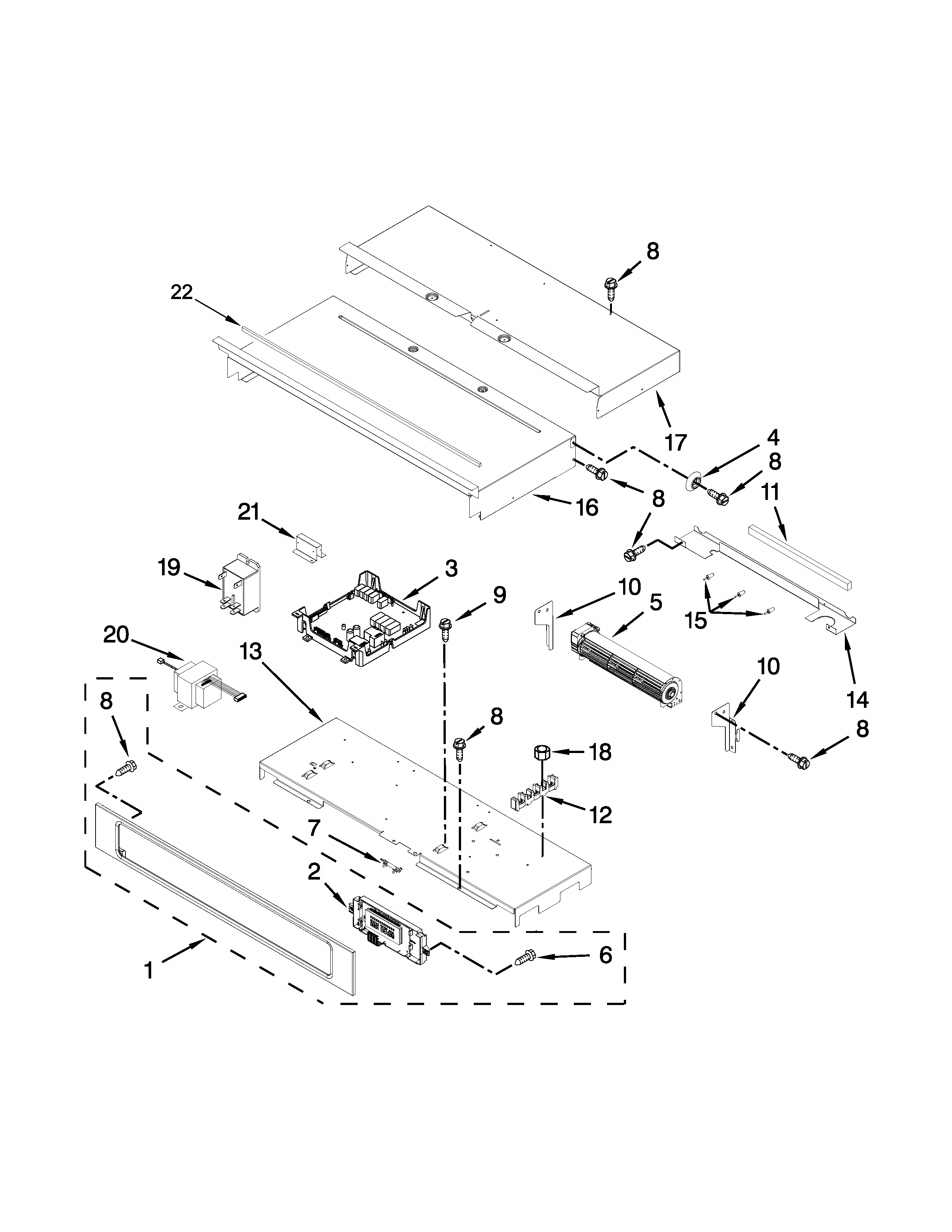 KitchenAid KEBK206BSS01 control panel parts diagram