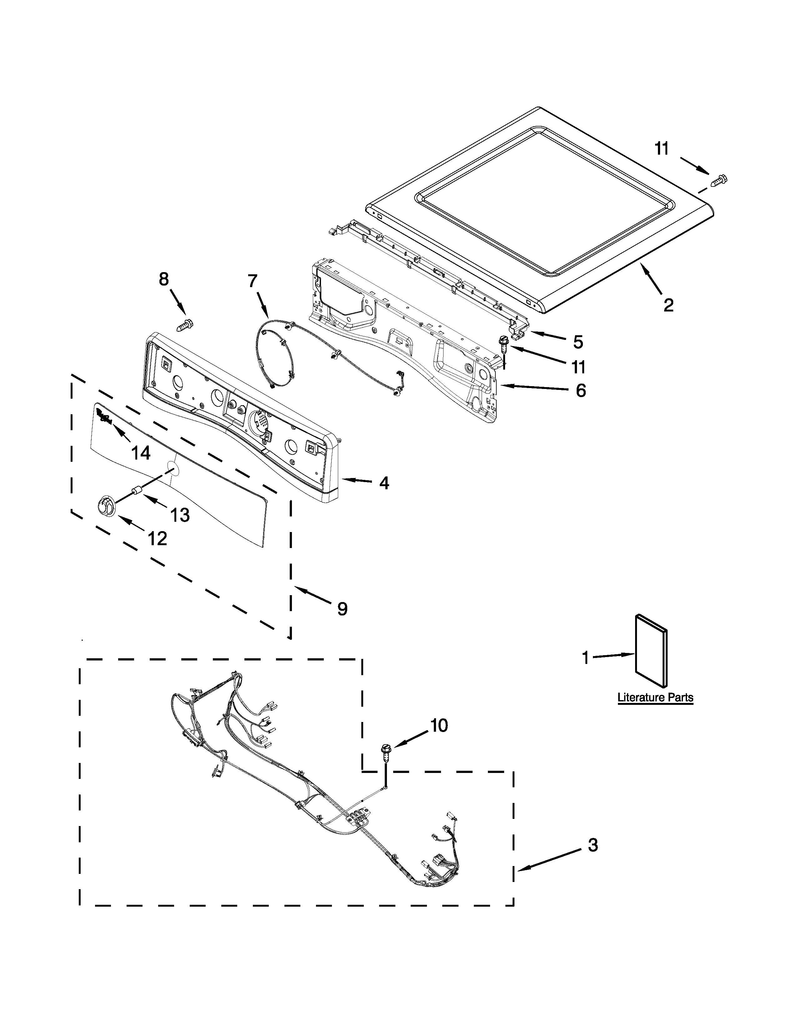Whirlpool WGD8740DC0 top and console parts diagram