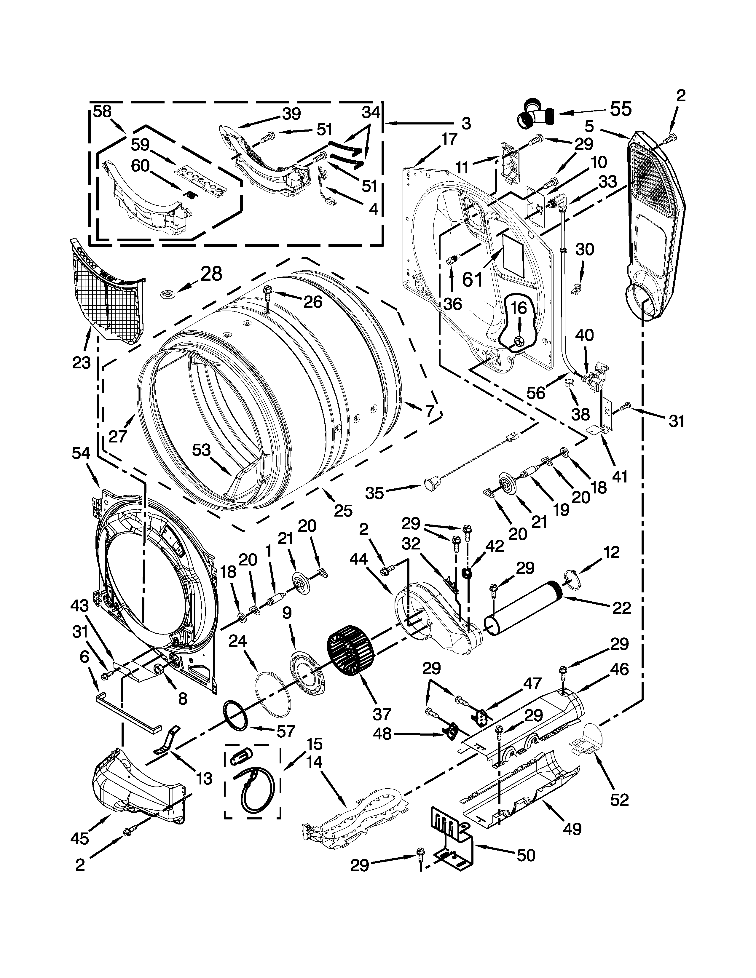 Whirlpool WED8740DW0 bulkhead parts diagram
