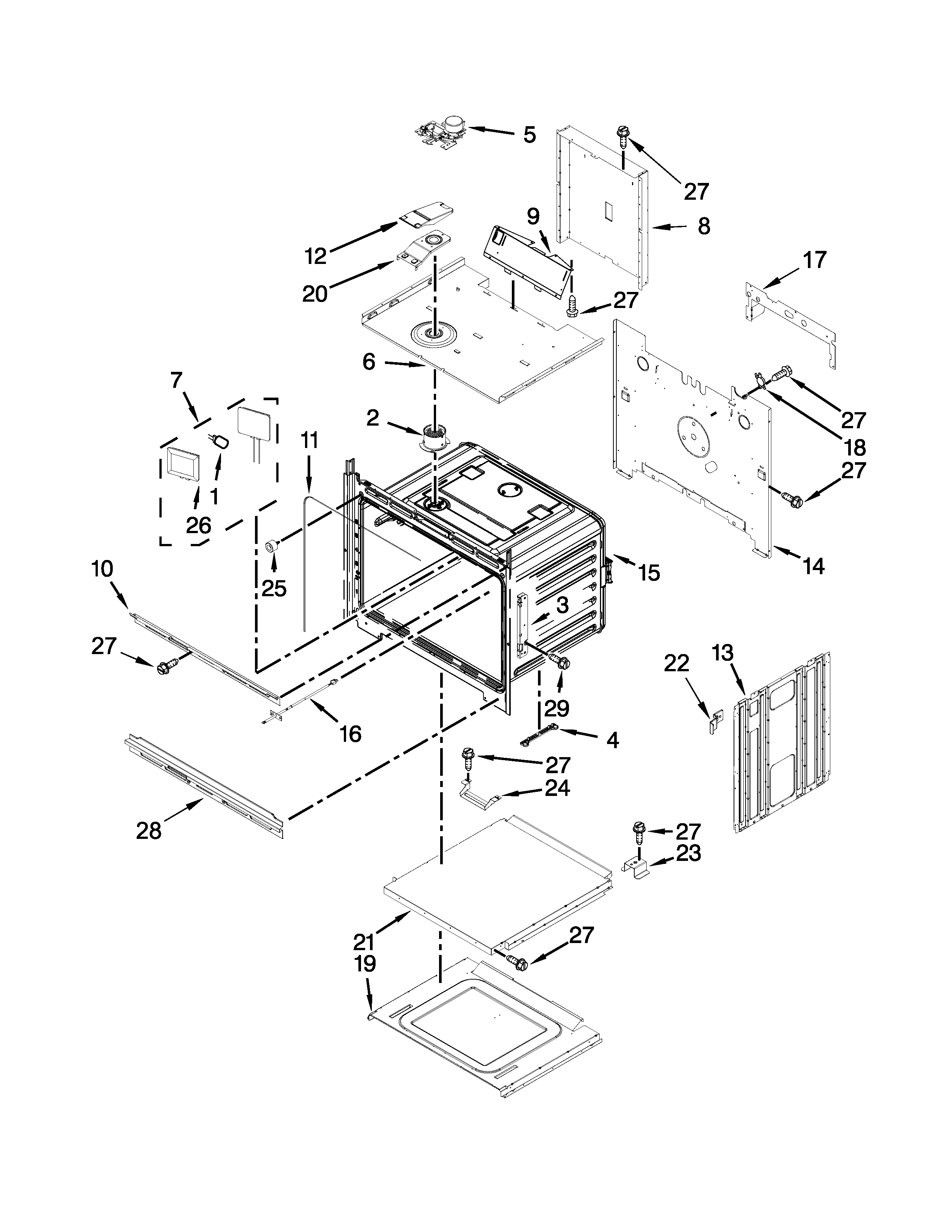 KitchenAid KEBS209BSP01 upper oven parts diagram