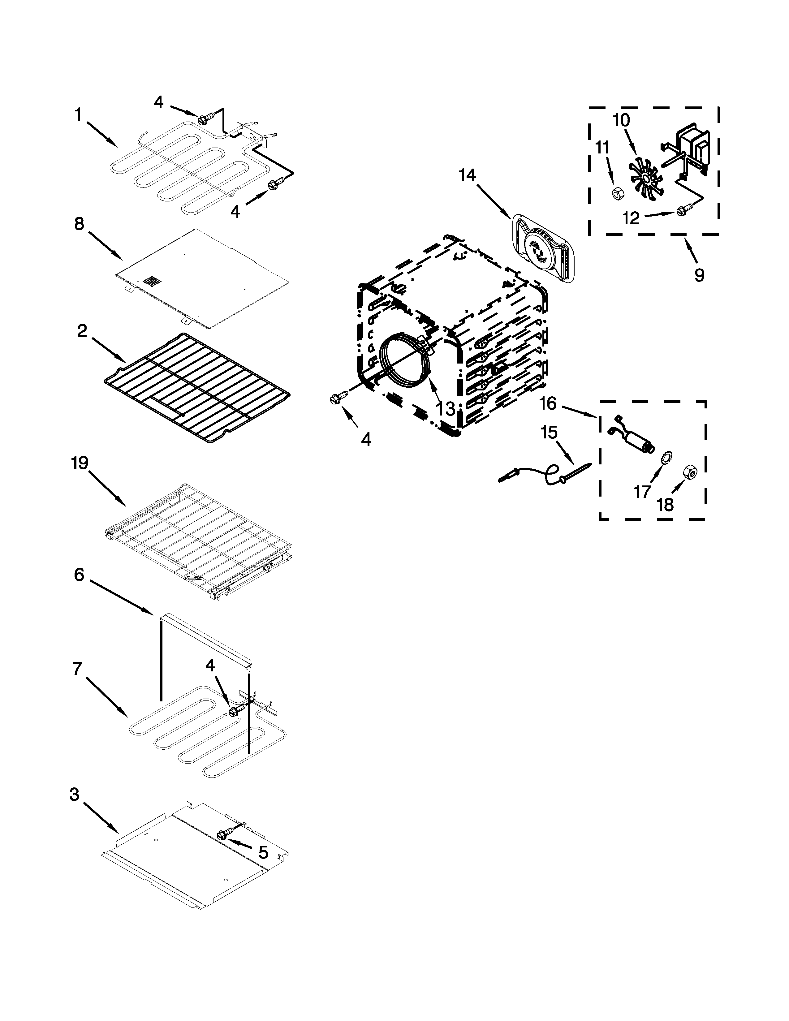KitchenAid KEBS109BSP01 internal oven parts diagram