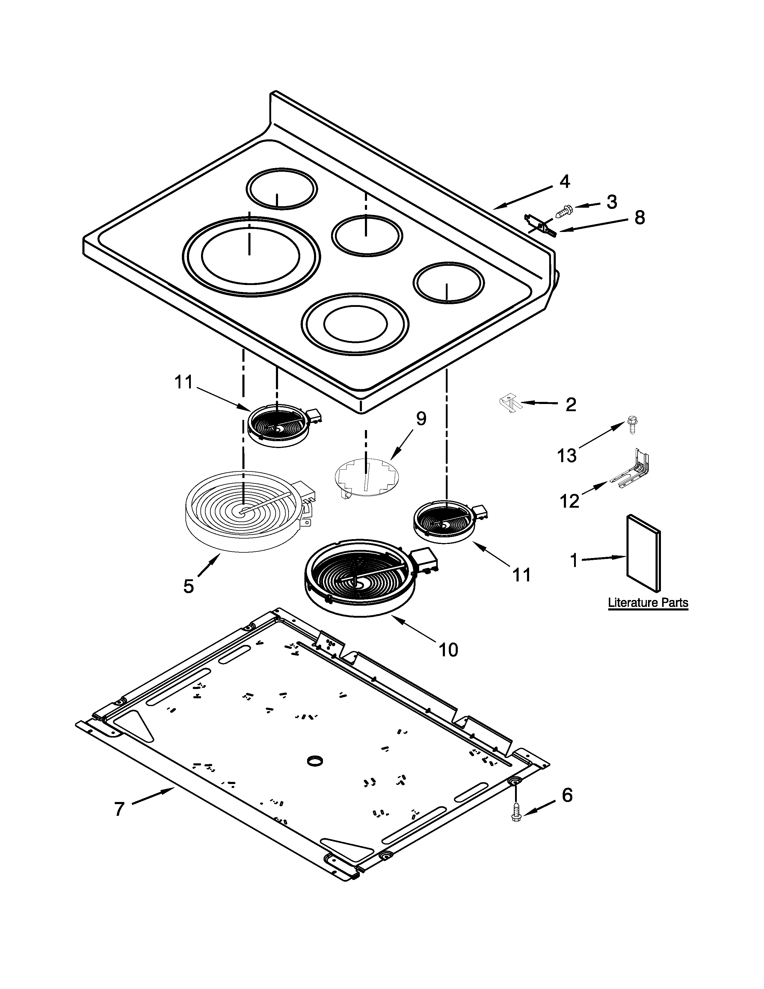 Whirlpool WFE540H0AW1 cooktop parts diagram