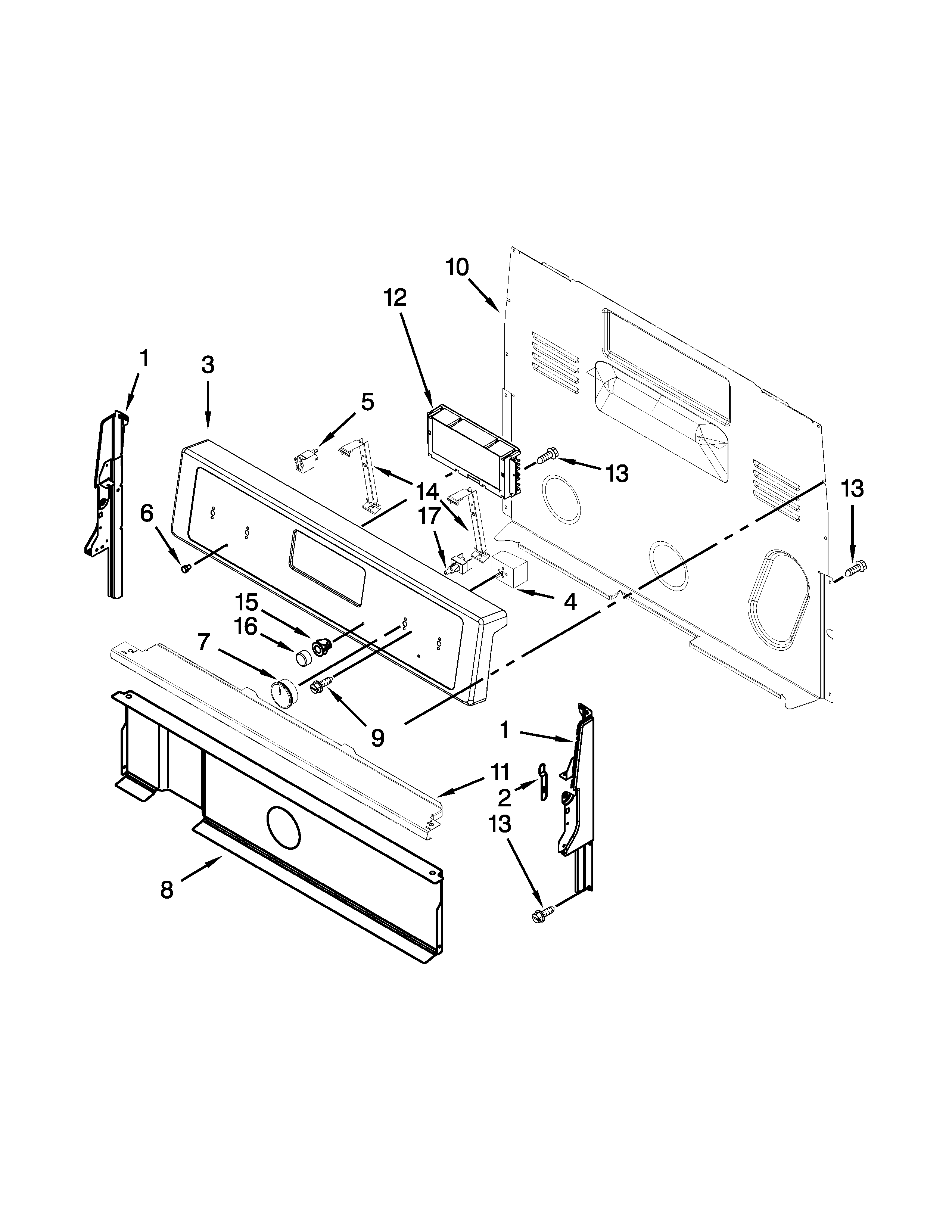 Whirlpool WFE540H0AW1 control panel parts diagram