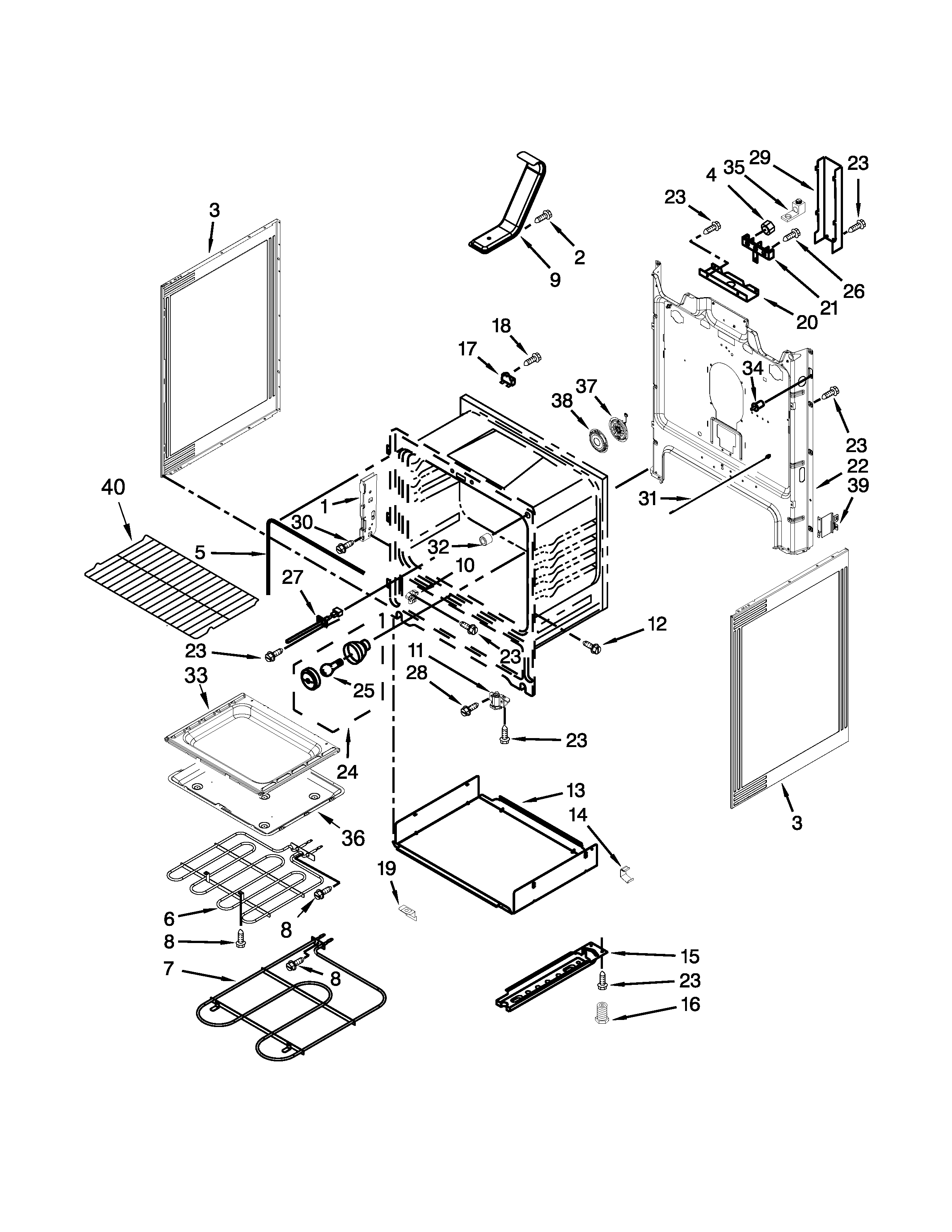 Whirlpool WFE540H0AW1 chassis parts diagram