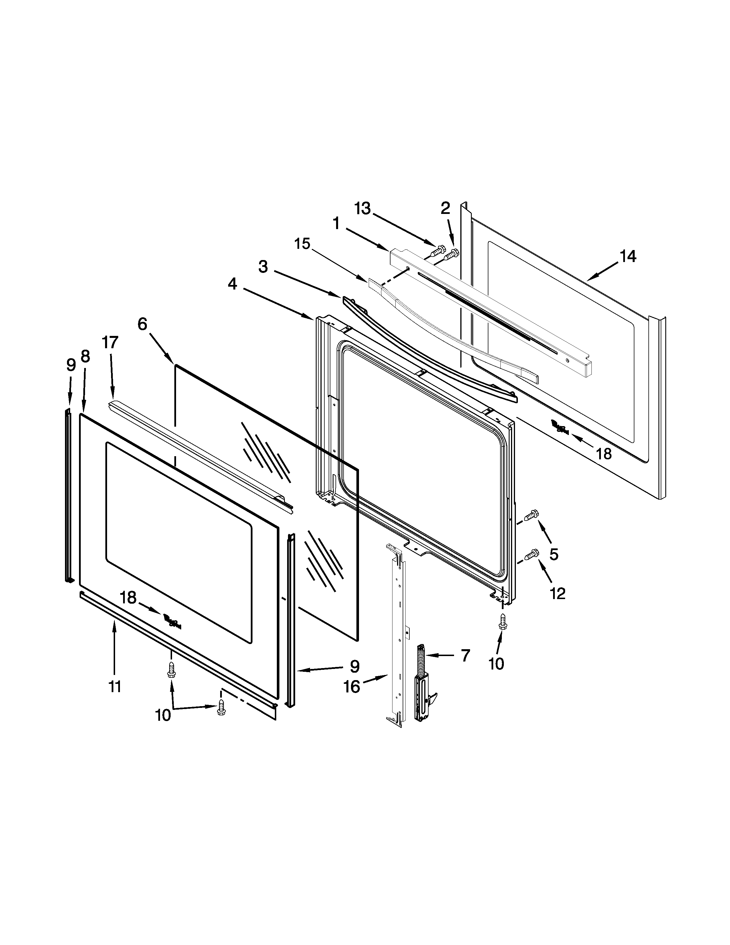Whirlpool WFE540H0AW1 door parts diagram
