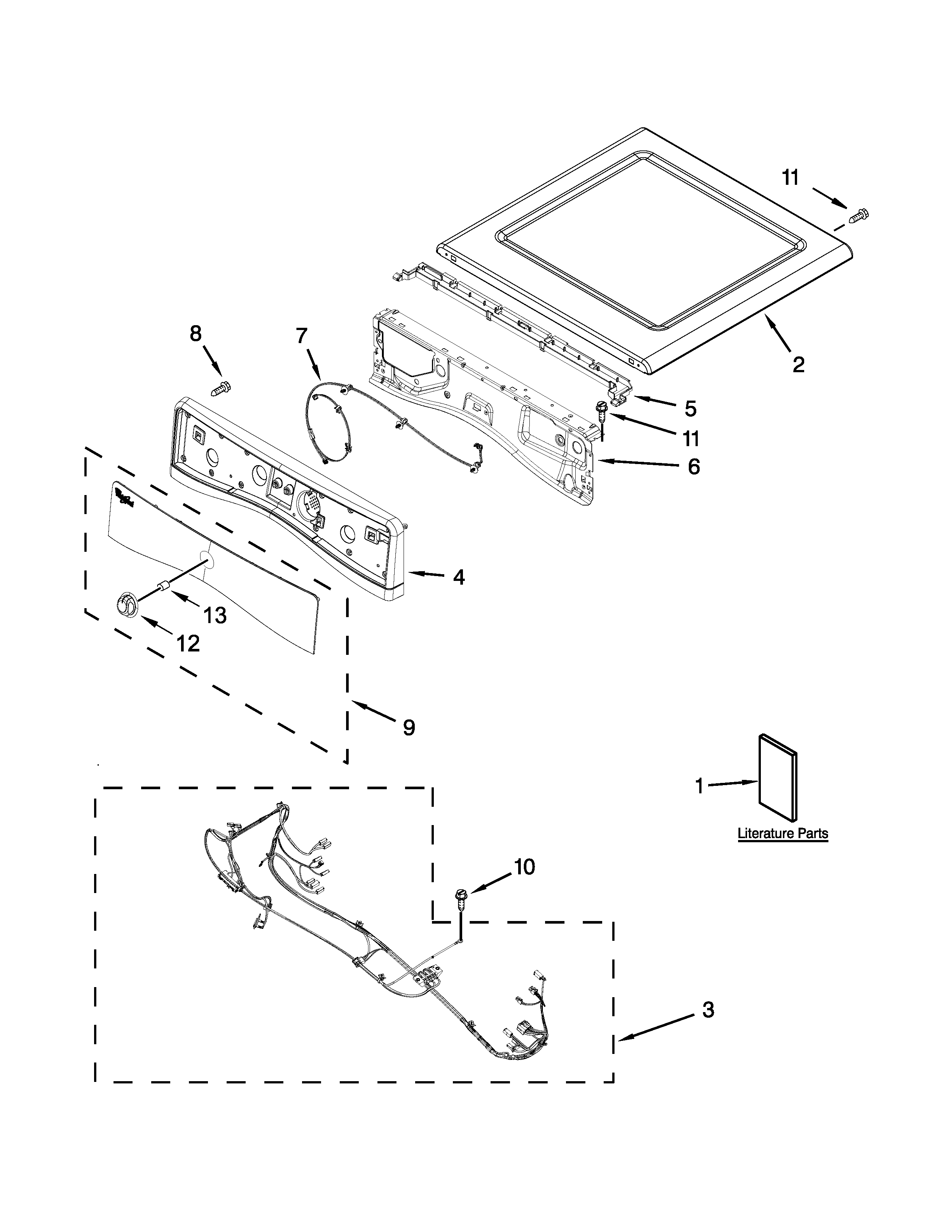 Whirlpool WGD81HEDW0 top and console parts diagram