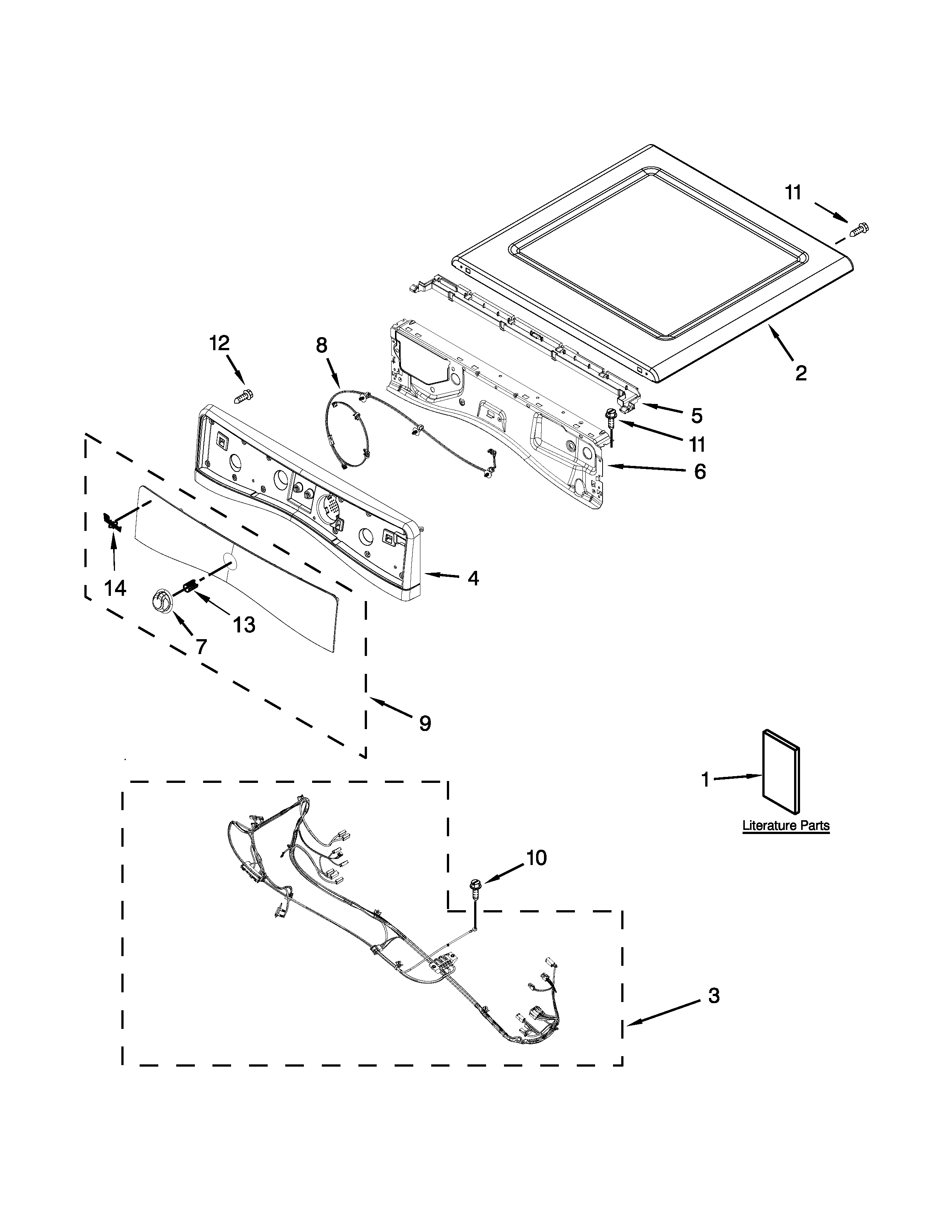Whirlpool YWED81HEDW0 top and console parts diagram