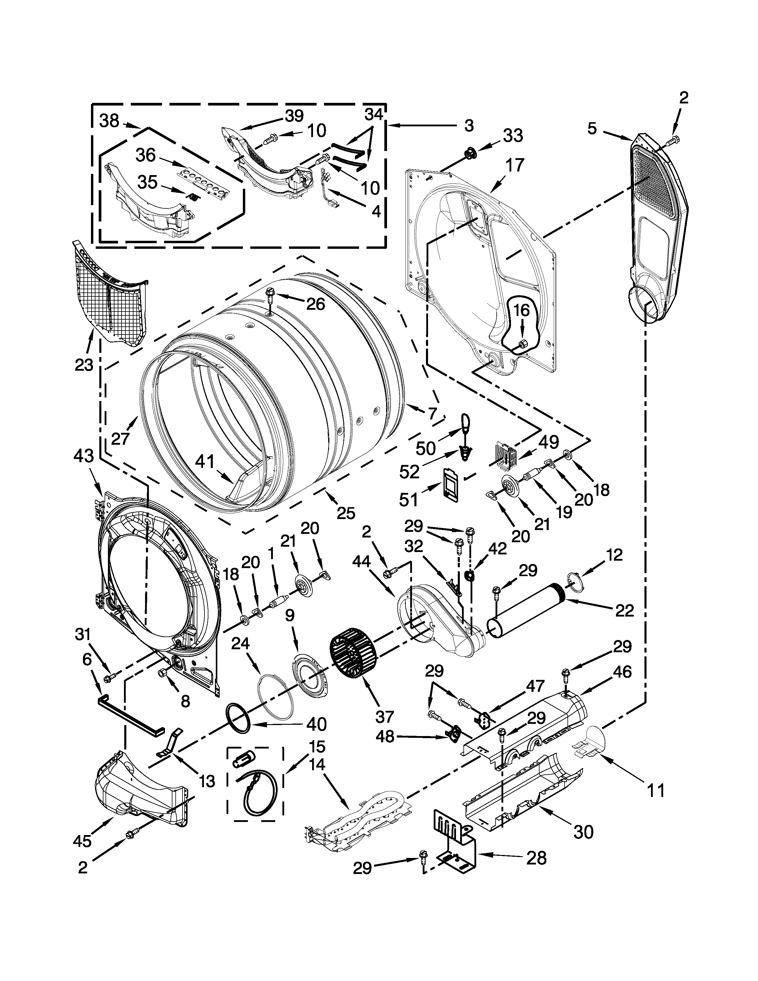 Whirlpool YWED81HEDW0 bulkhead parts diagram