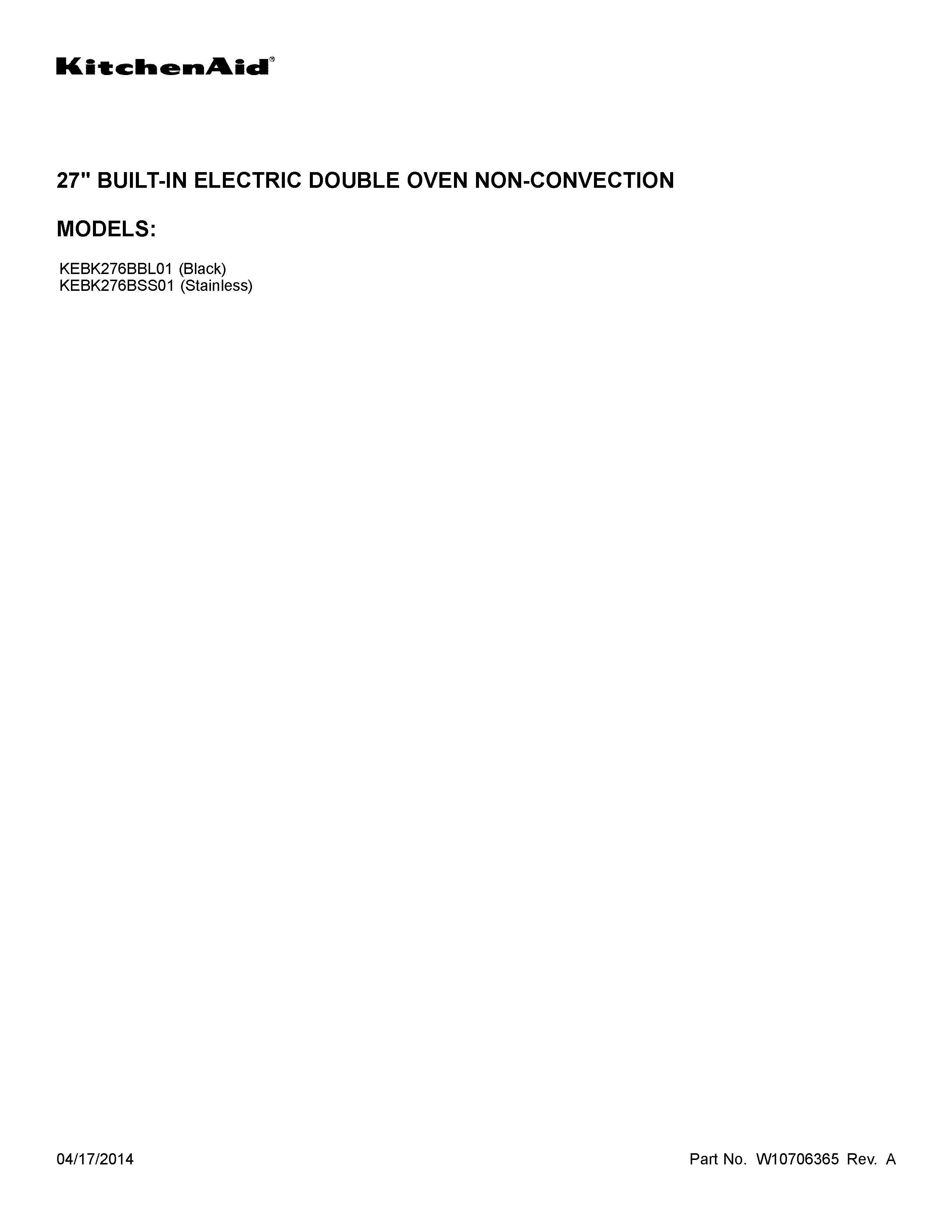 KitchenAid KEBK276BSS01 cover sheet diagram