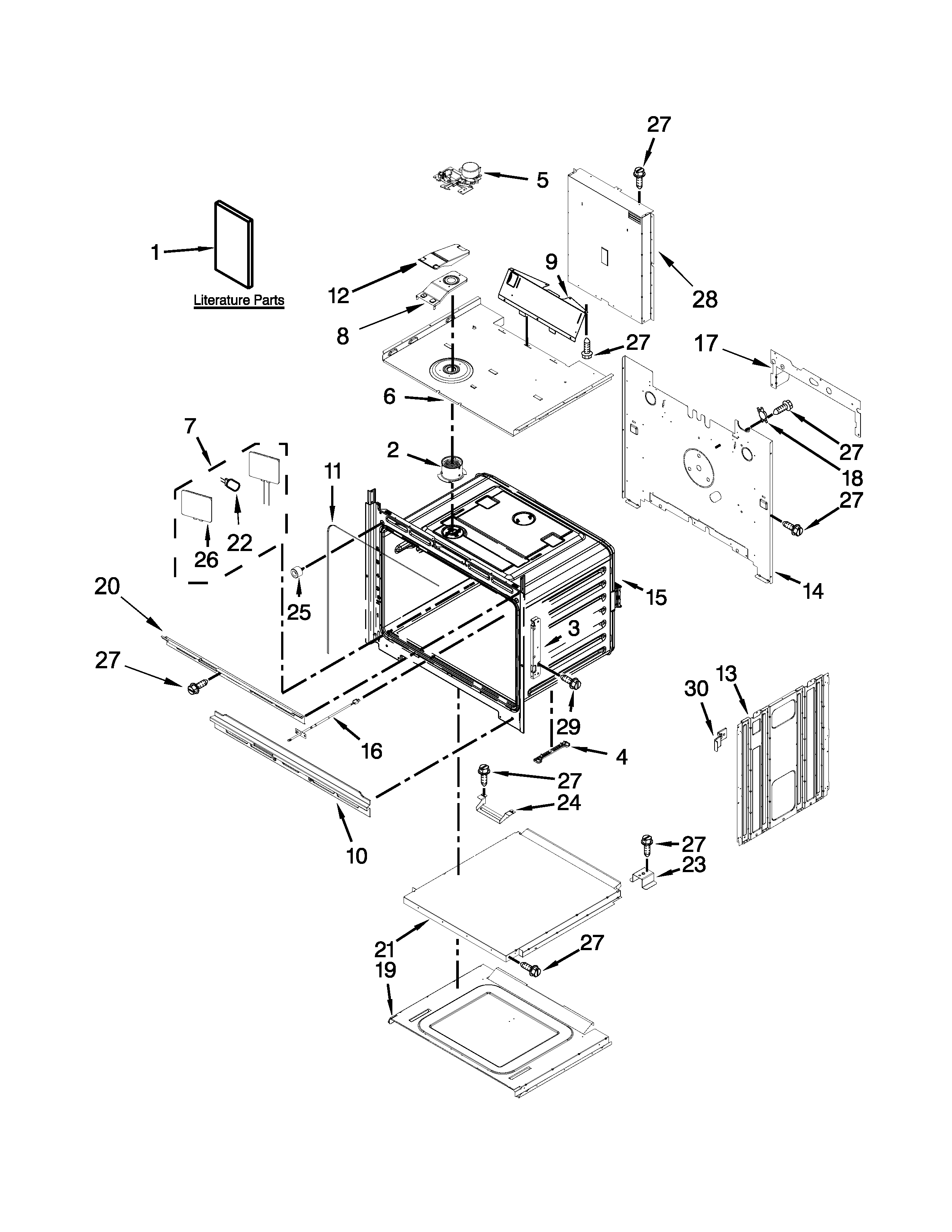 KitchenAid KEBK276BSS01 upper oven parts diagram