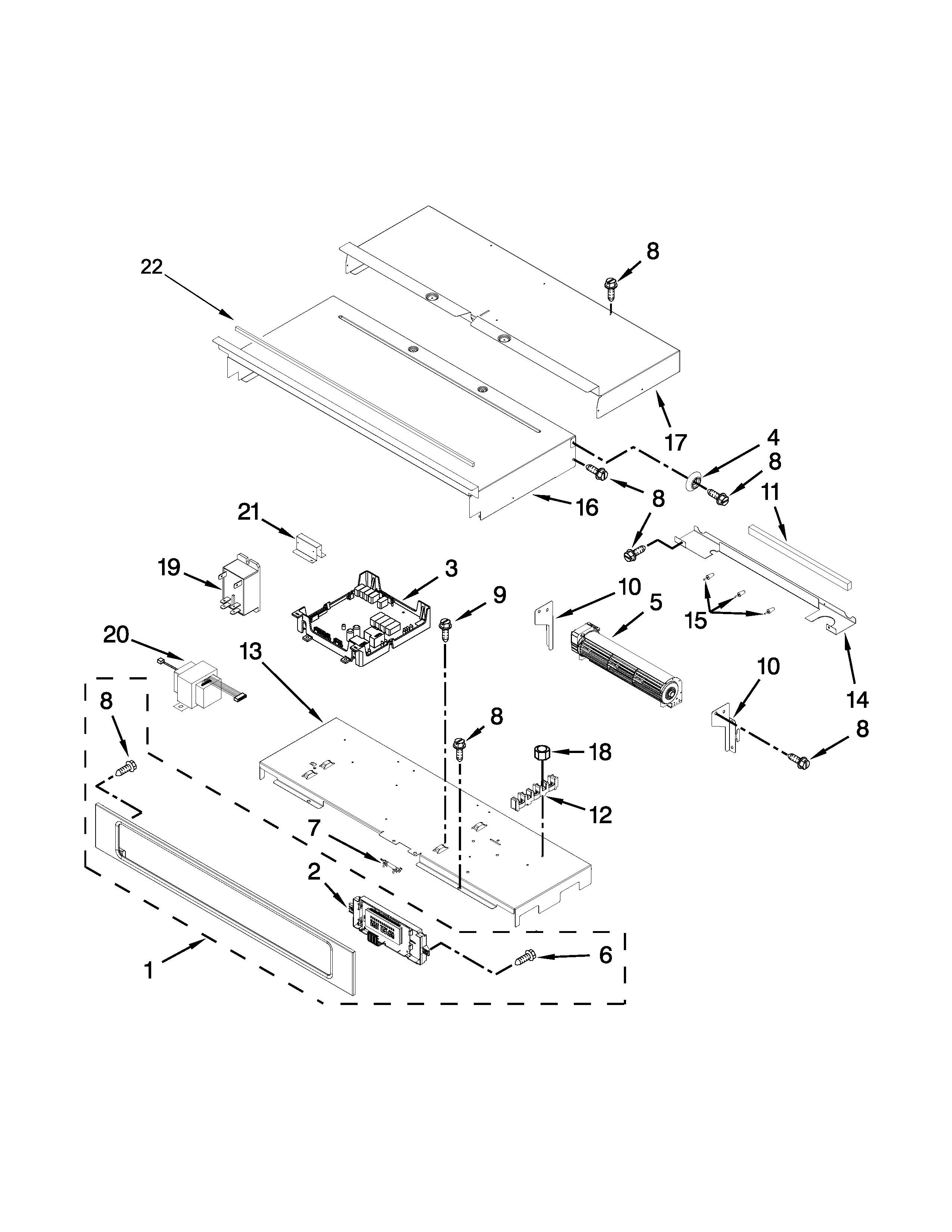 KitchenAid KEBK276BSS01 control panel parts diagram