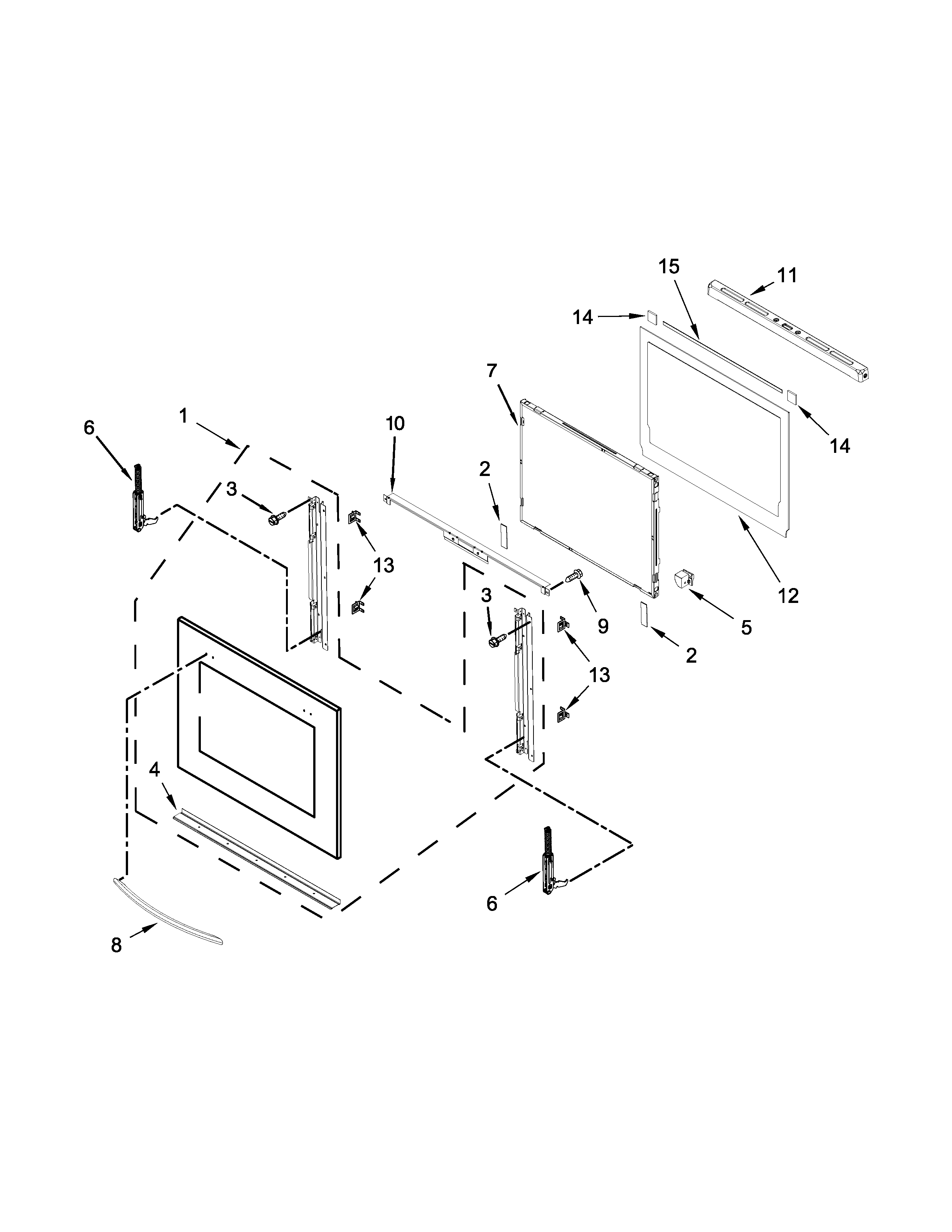 KitchenAid KEBK276BSS01 upper oven door parts diagram