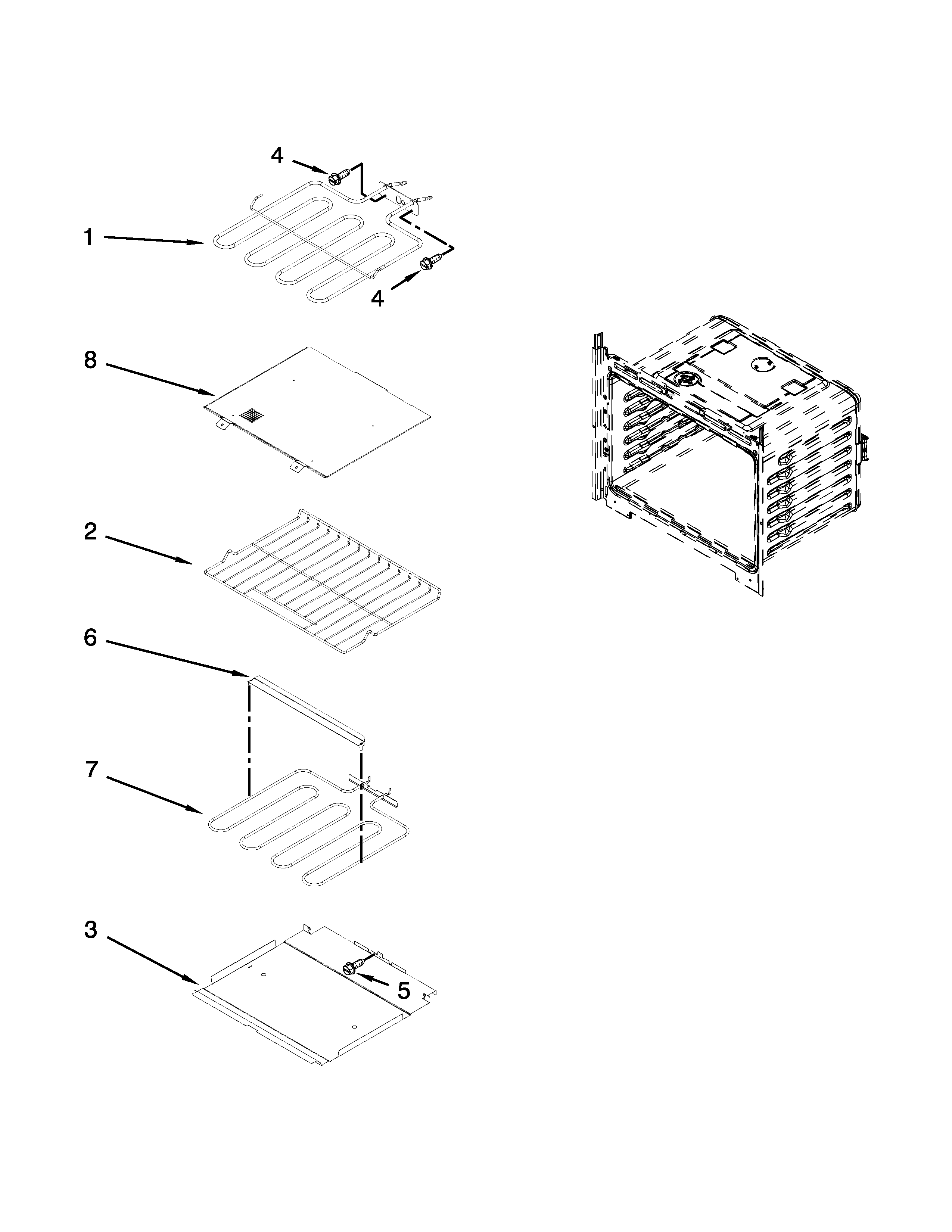 KitchenAid KEBK276BSS01 internal oven parts diagram