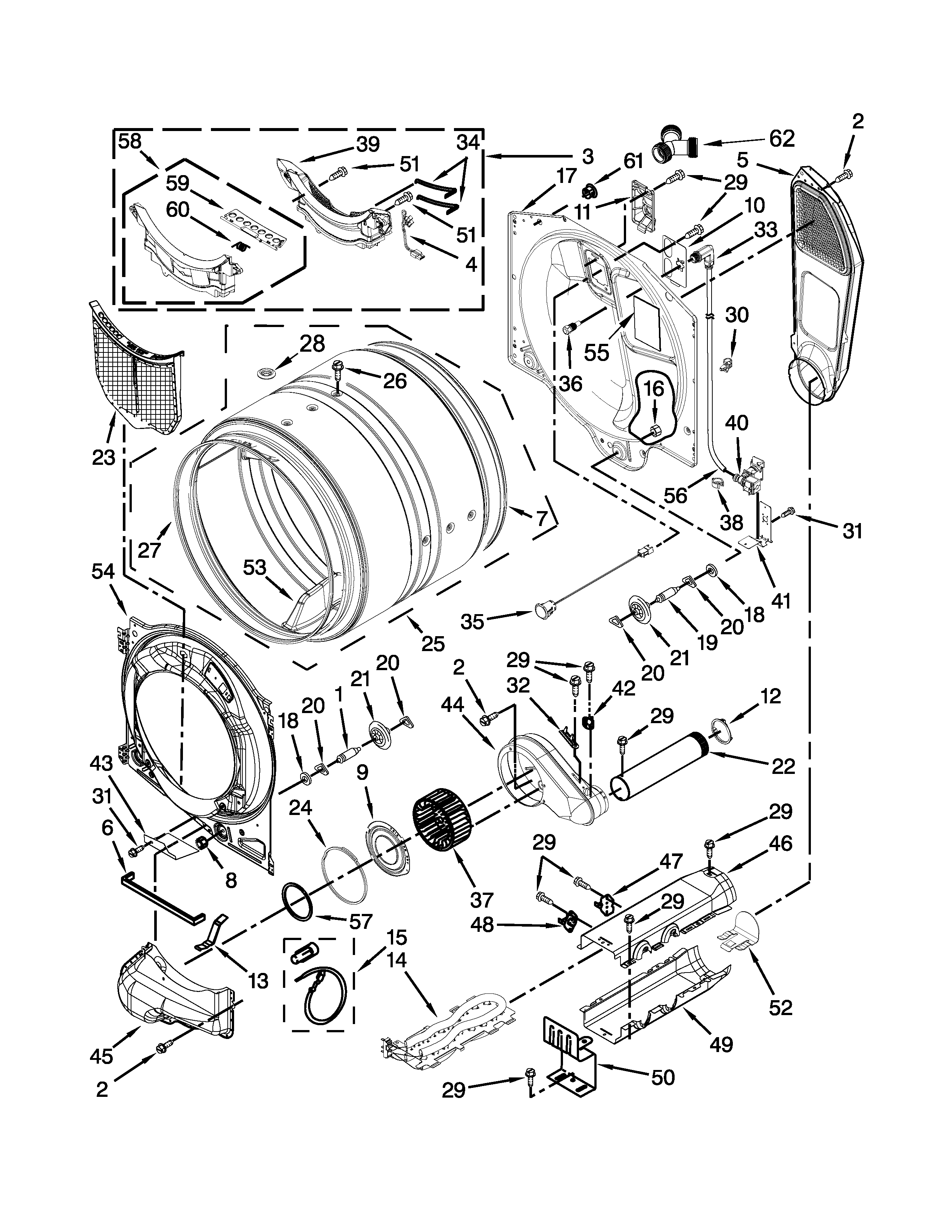 Whirlpool YWED87HEDC0 bulkhead parts diagram