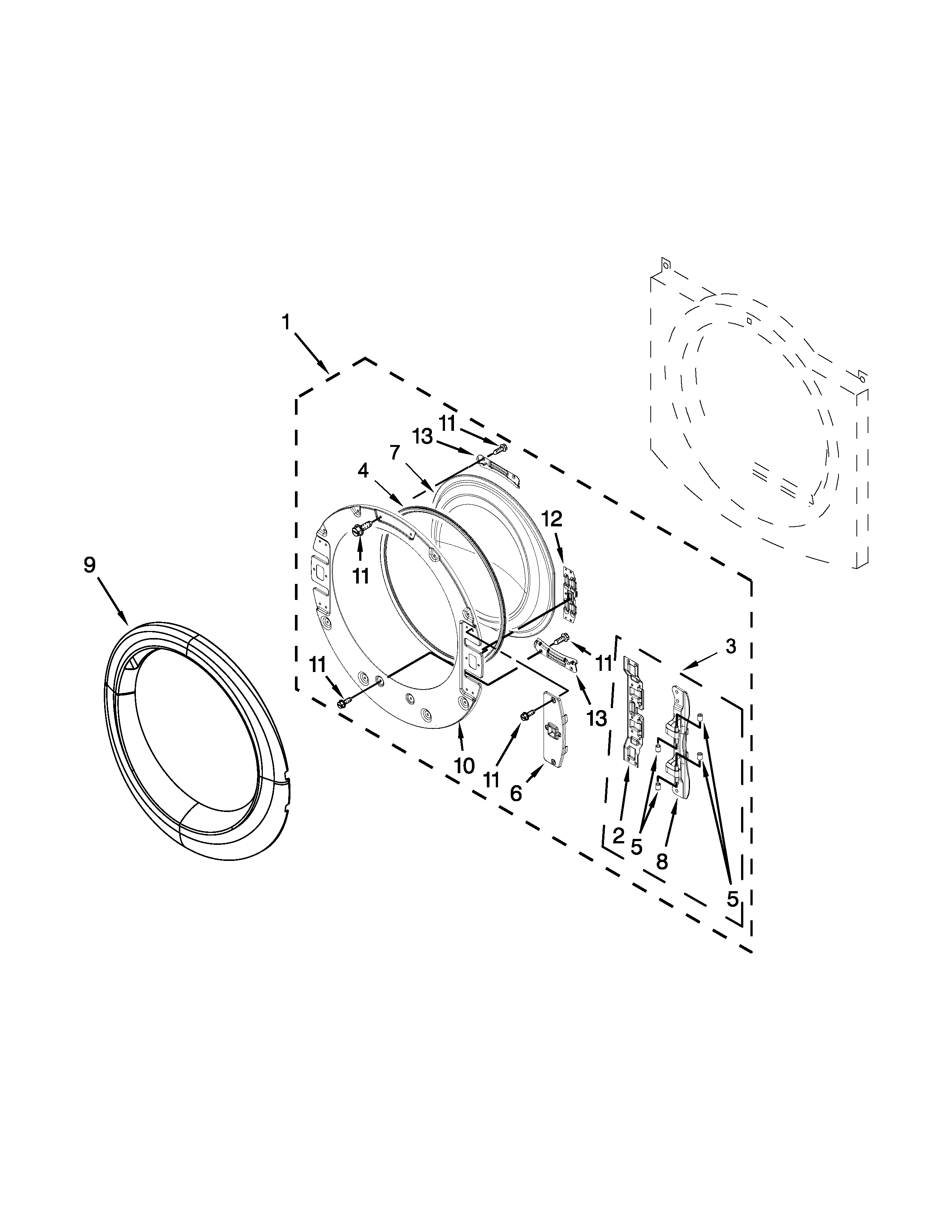 Whirlpool YWED87HEDC0 door parts diagram