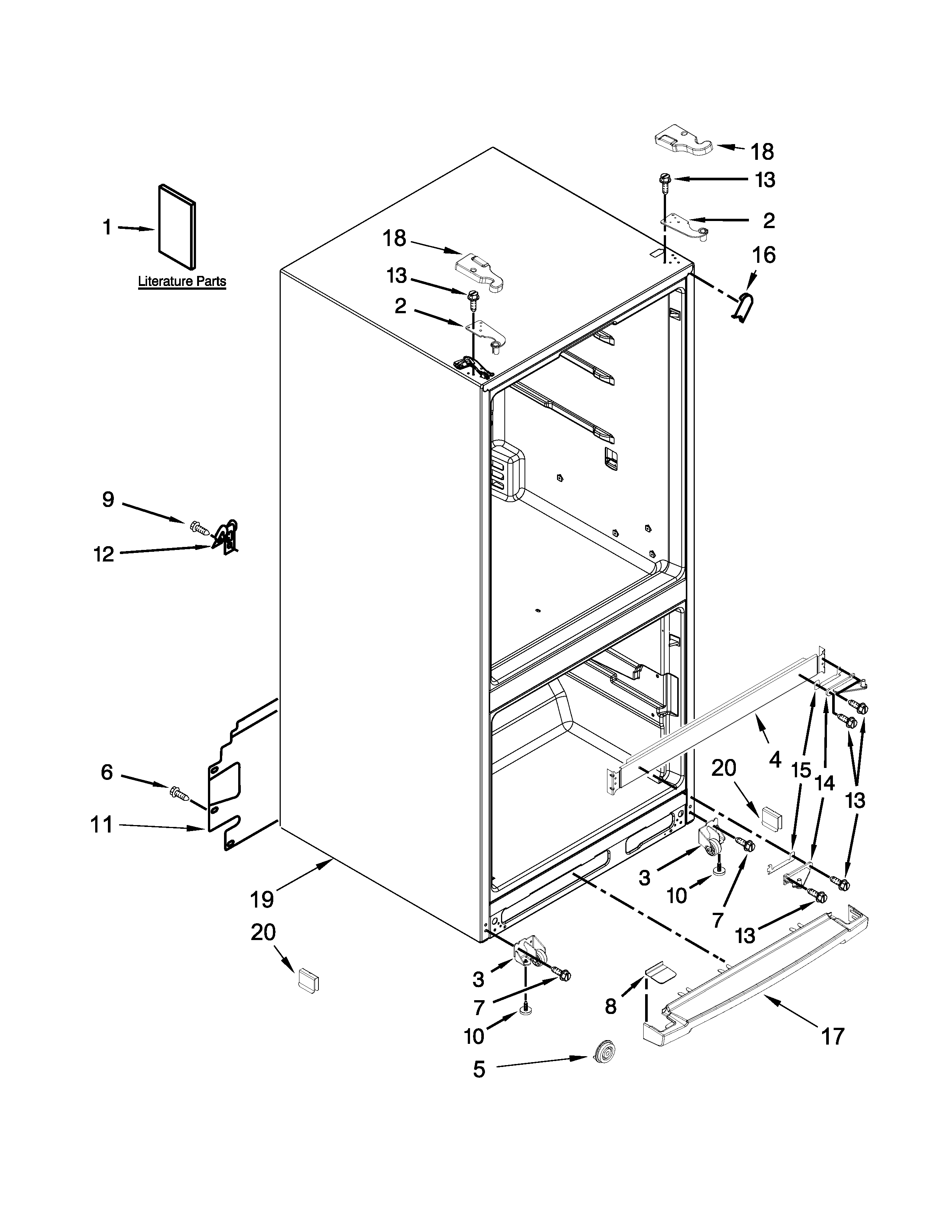 Whirlpool WRF560SFYE00 cabinet parts diagram