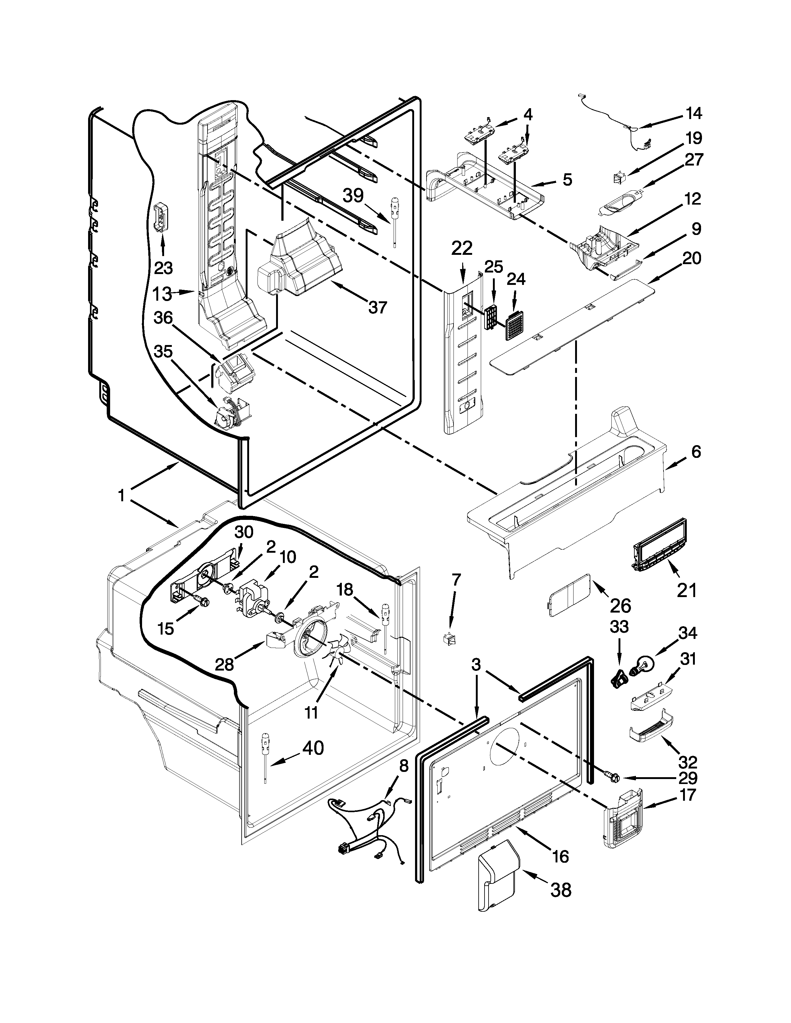Whirlpool WRF560SFYE00 liner parts diagram