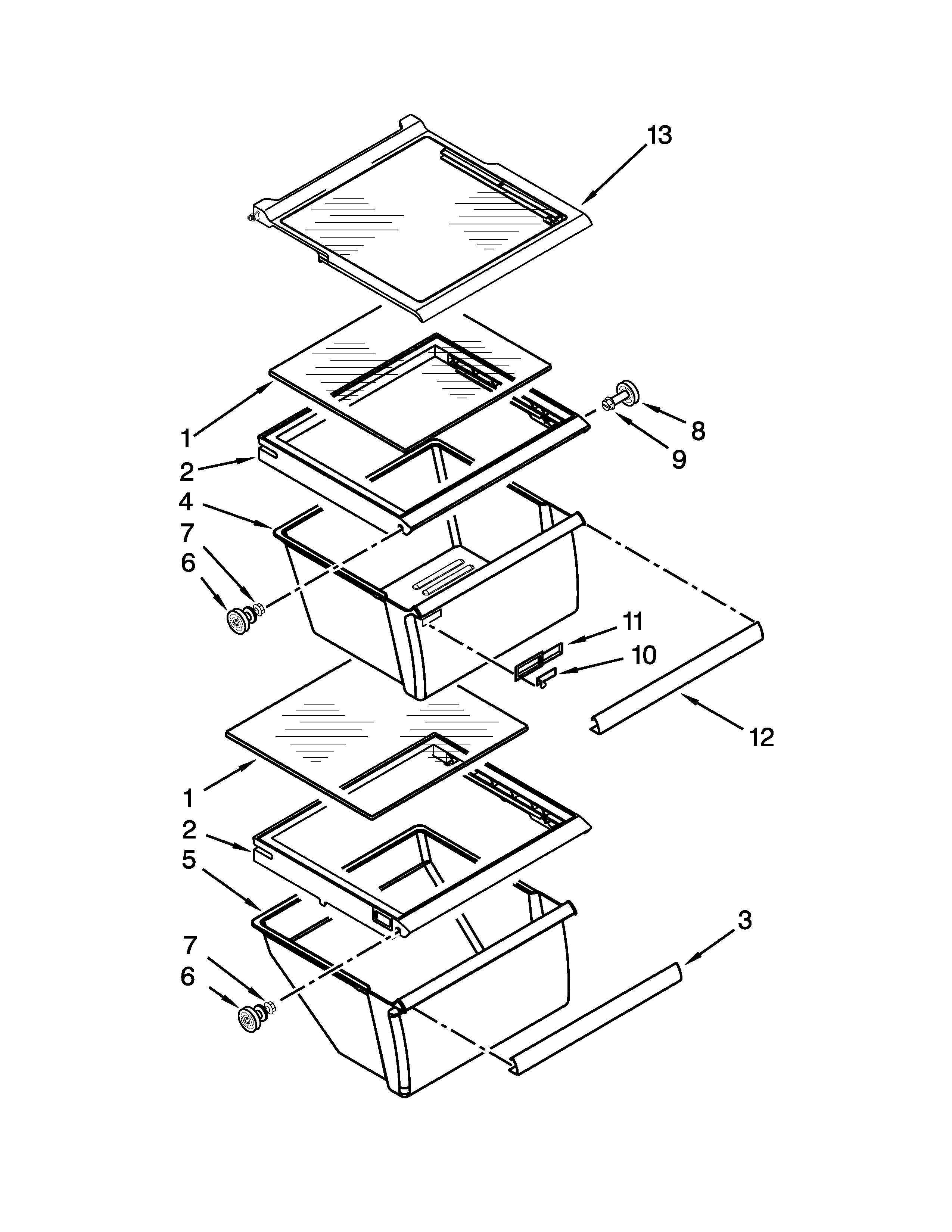 Whirlpool 7WRS25FEBF00 refrigerator shelf parts diagram