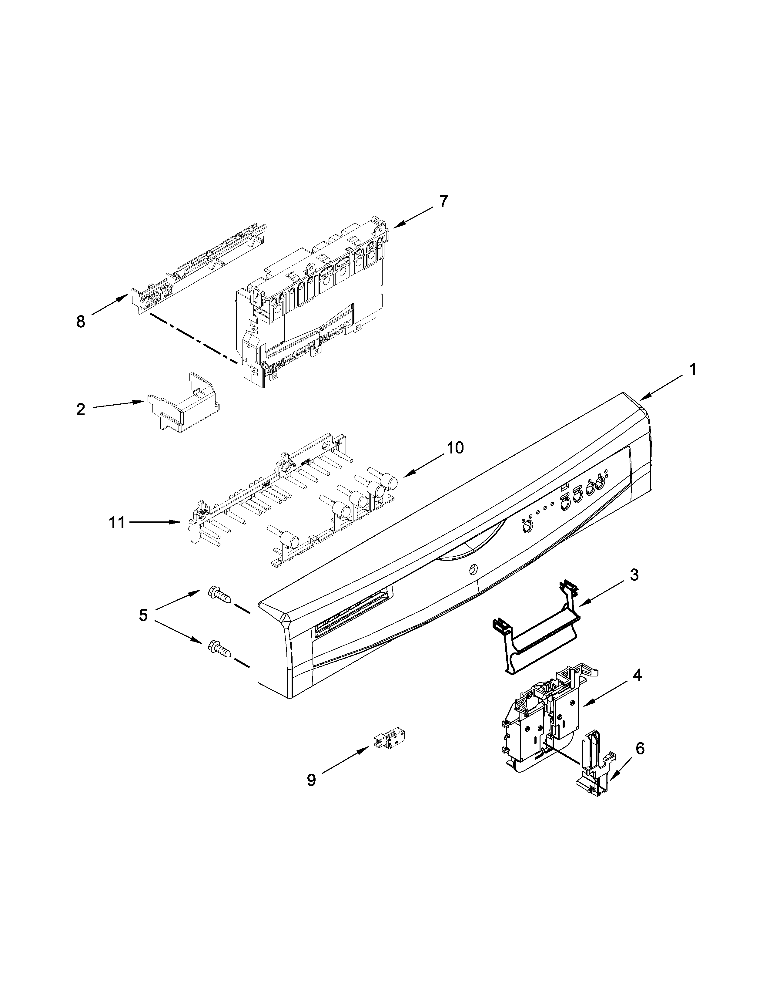Ikea IUD6100BB3 control panel and latch parts diagram