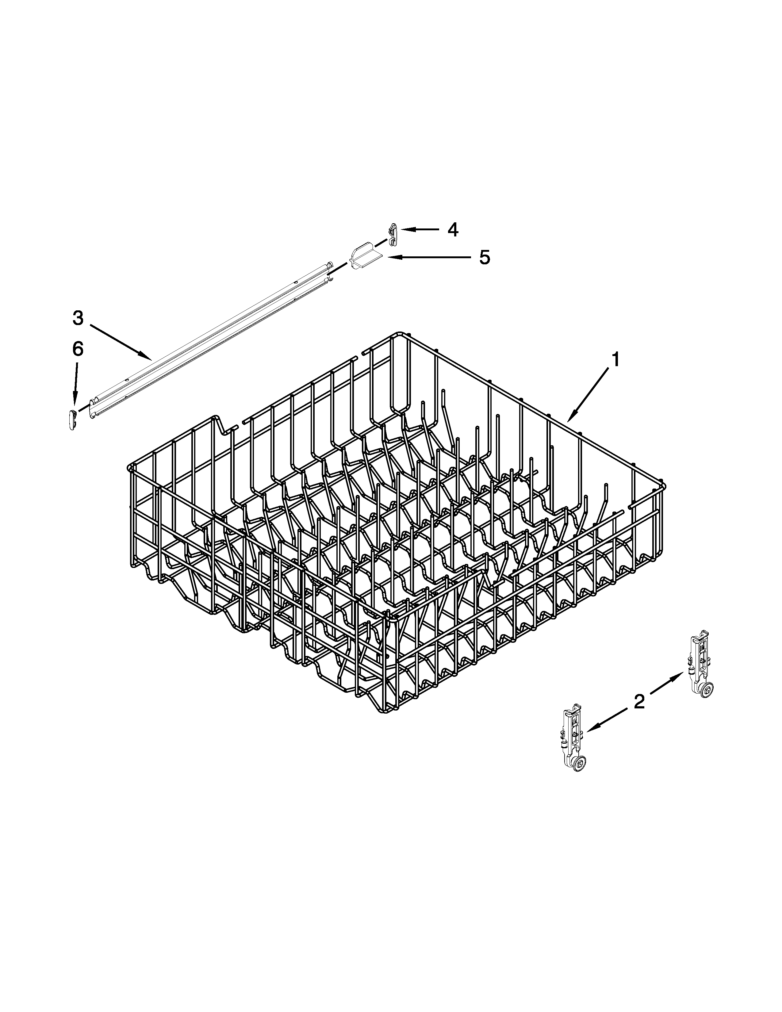 Ikea IUD6100BB3 upper rack and track parts diagram