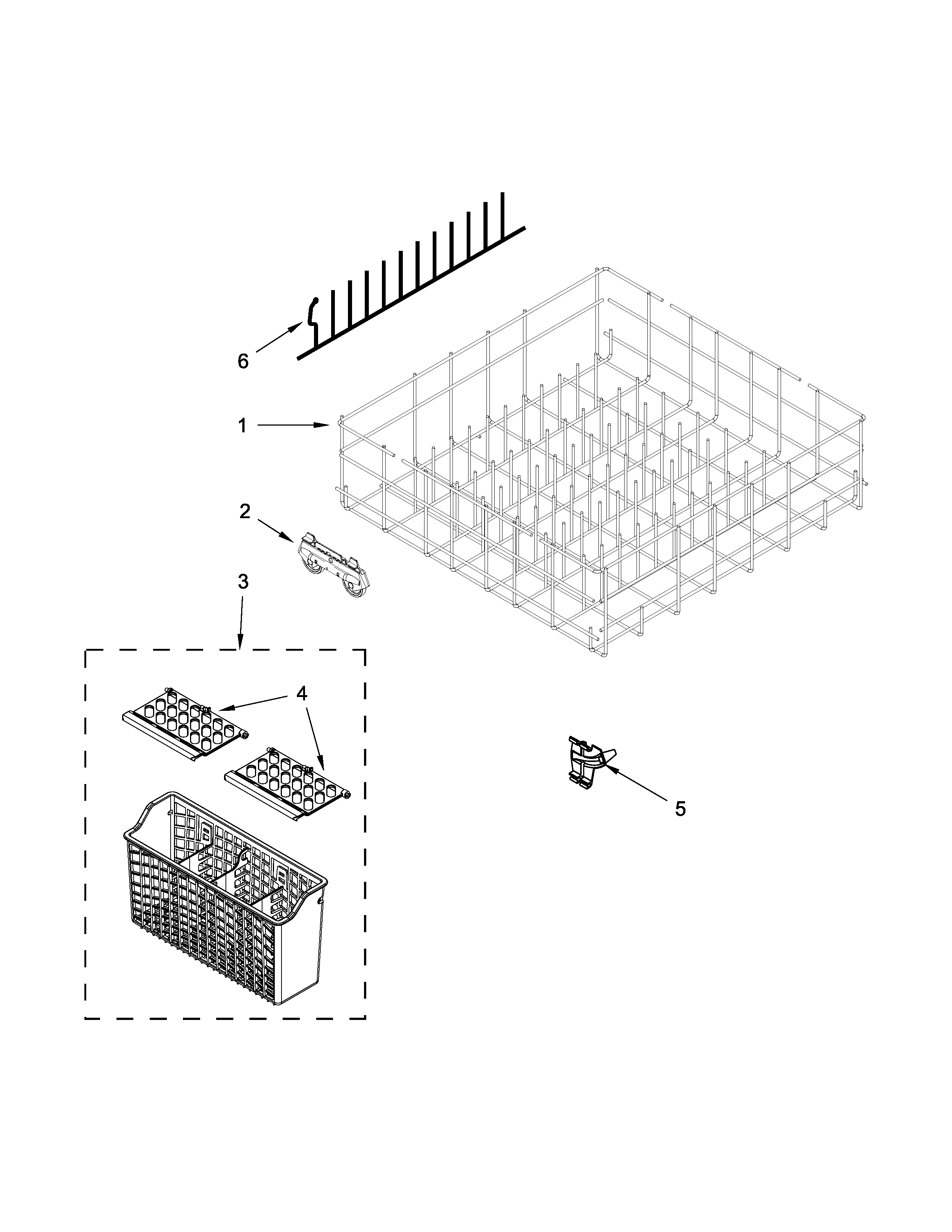 Ikea IUD6100BB3 lower rack parts diagram