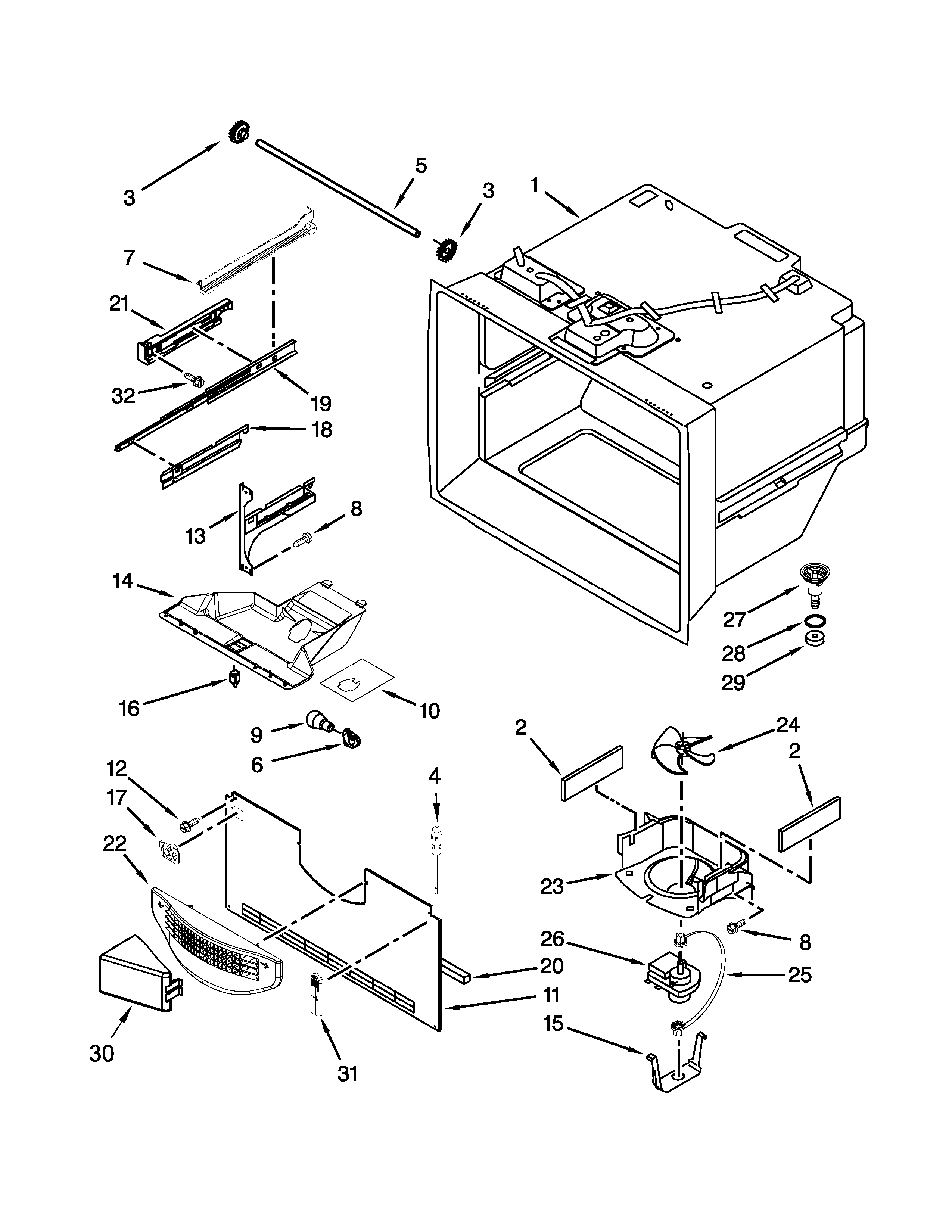 Maytag MBF1958DEE00 freezer liner parts diagram