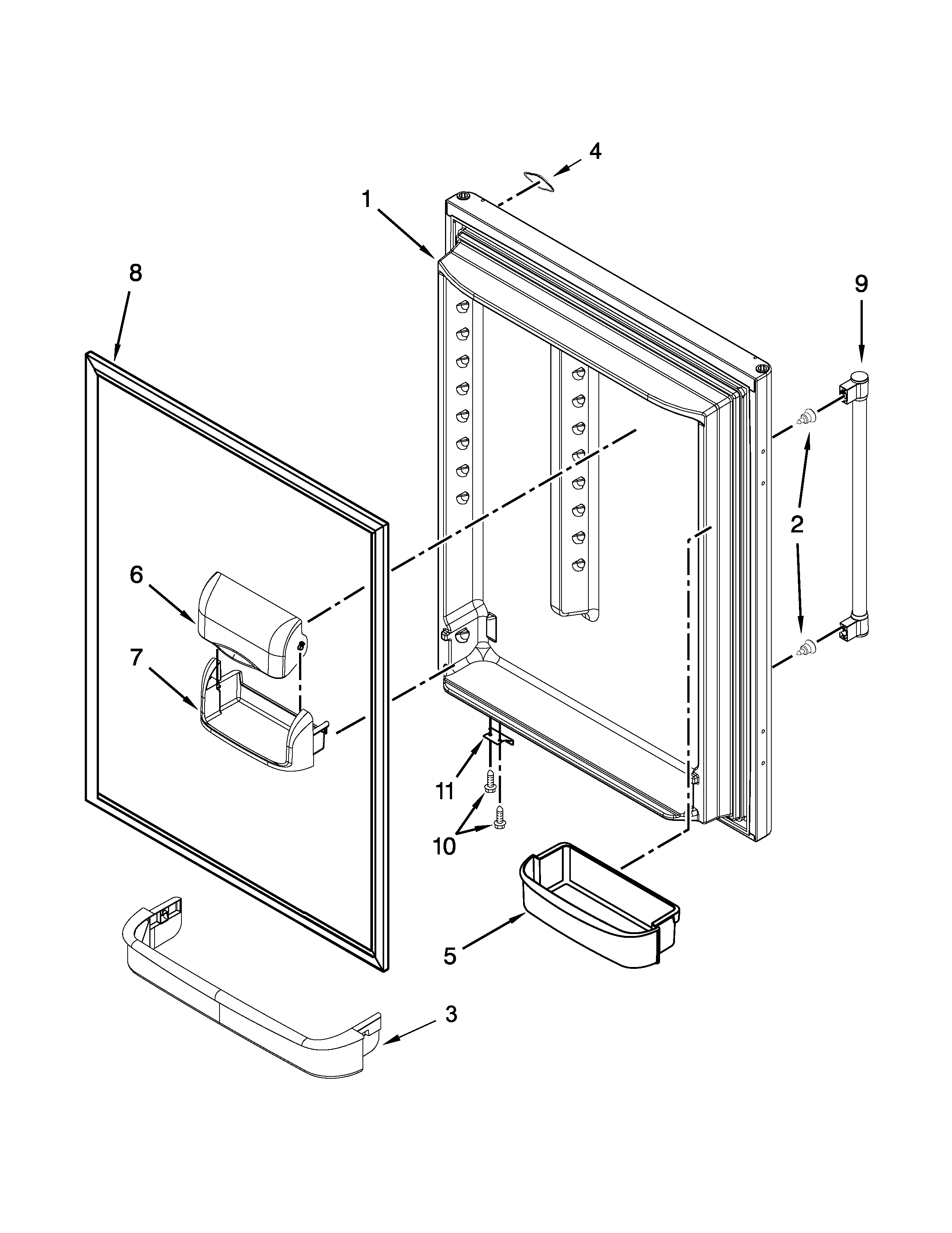 Maytag MBF1953DEE00 refrigerator door parts diagram