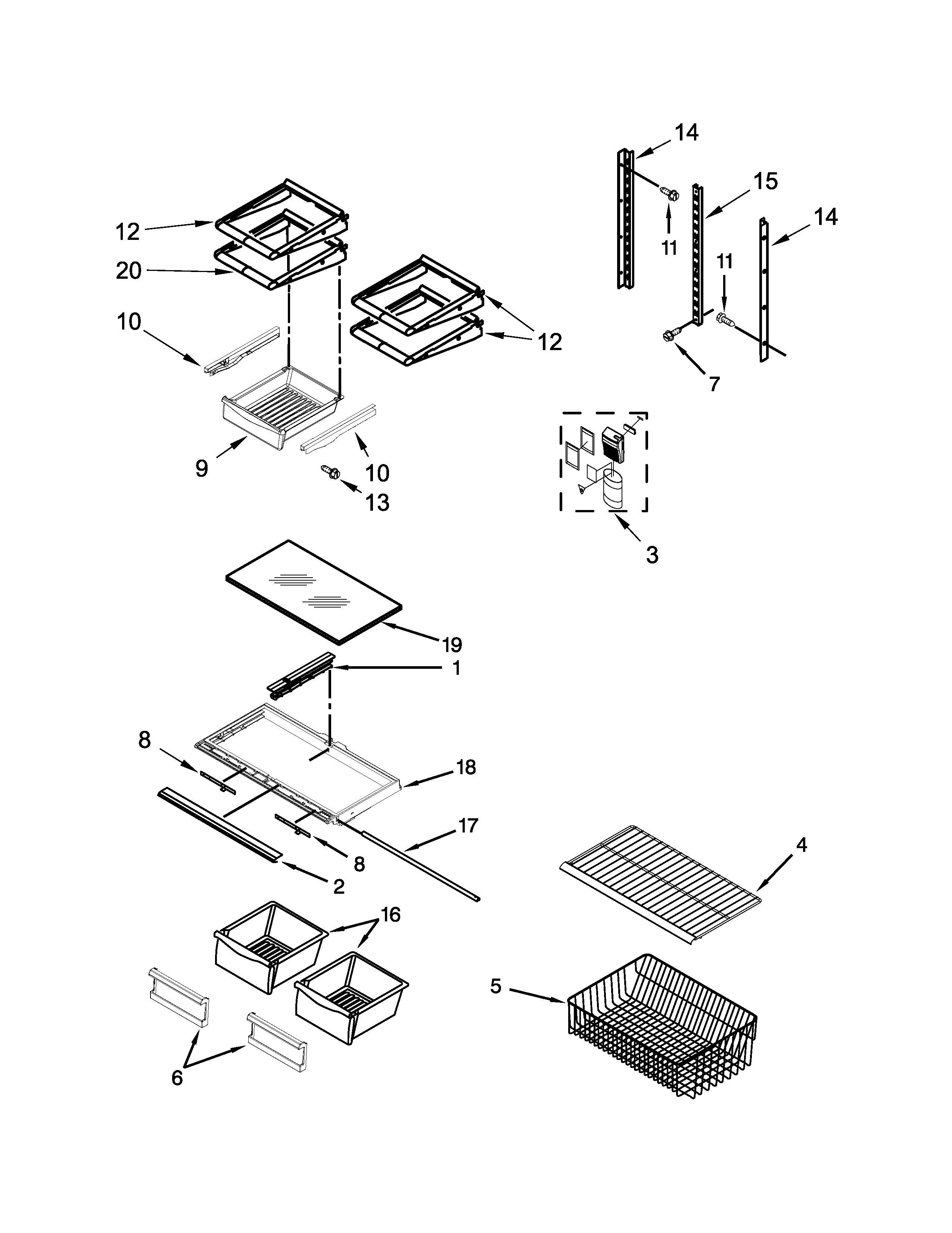 Maytag MBF1953DEE00 shelf parts diagram