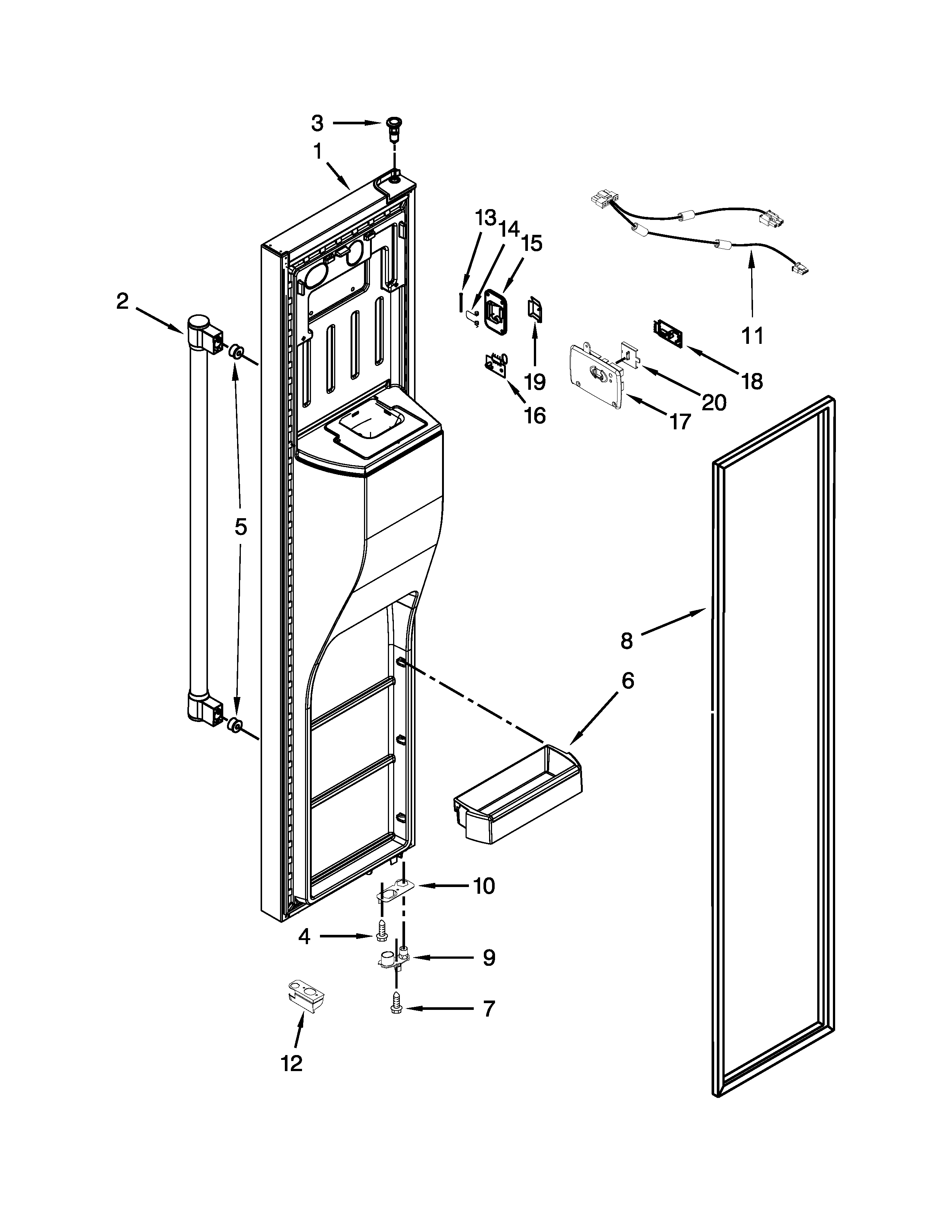 Maytag MSB26C6MDH00 freezer door parts diagram