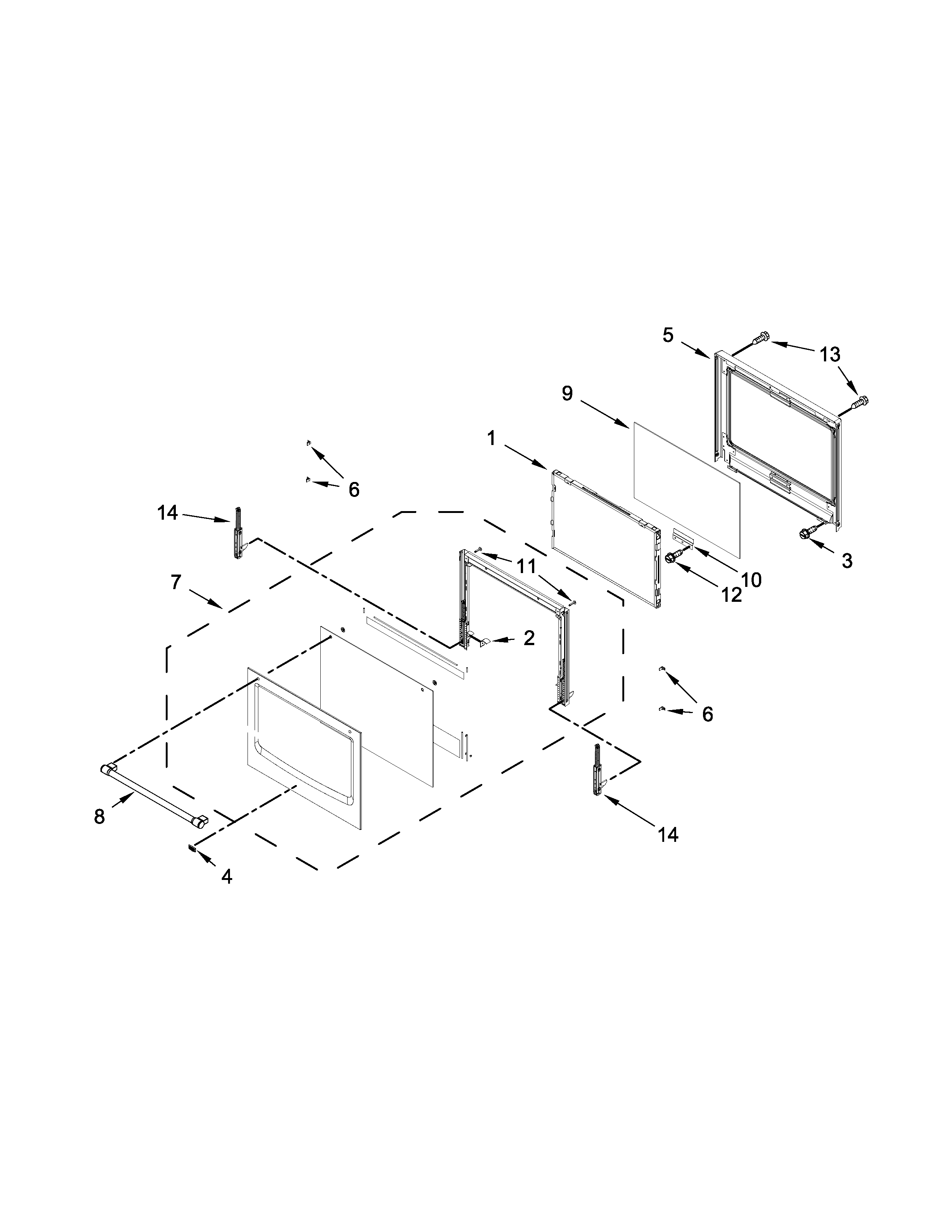 Maytag MEW9527DS00 oven door parts diagram