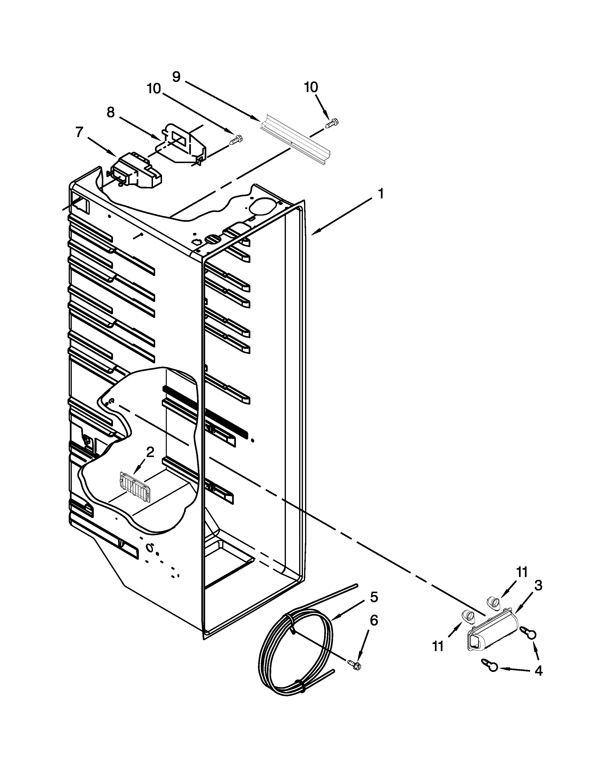Amana ASD2275BRB01 refrigerator liner parts diagram