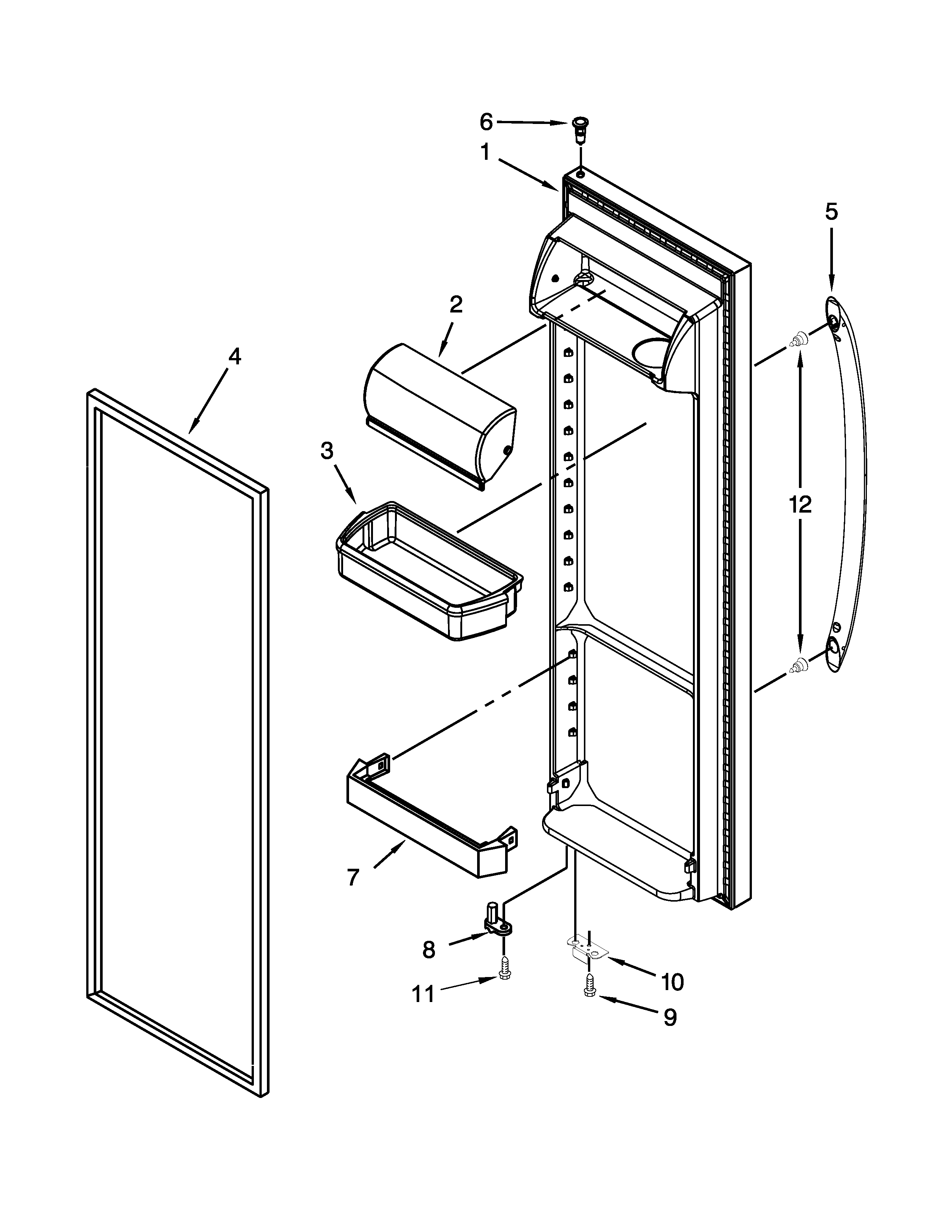 Amana ASD2275BRB01 refrigerator door parts diagram