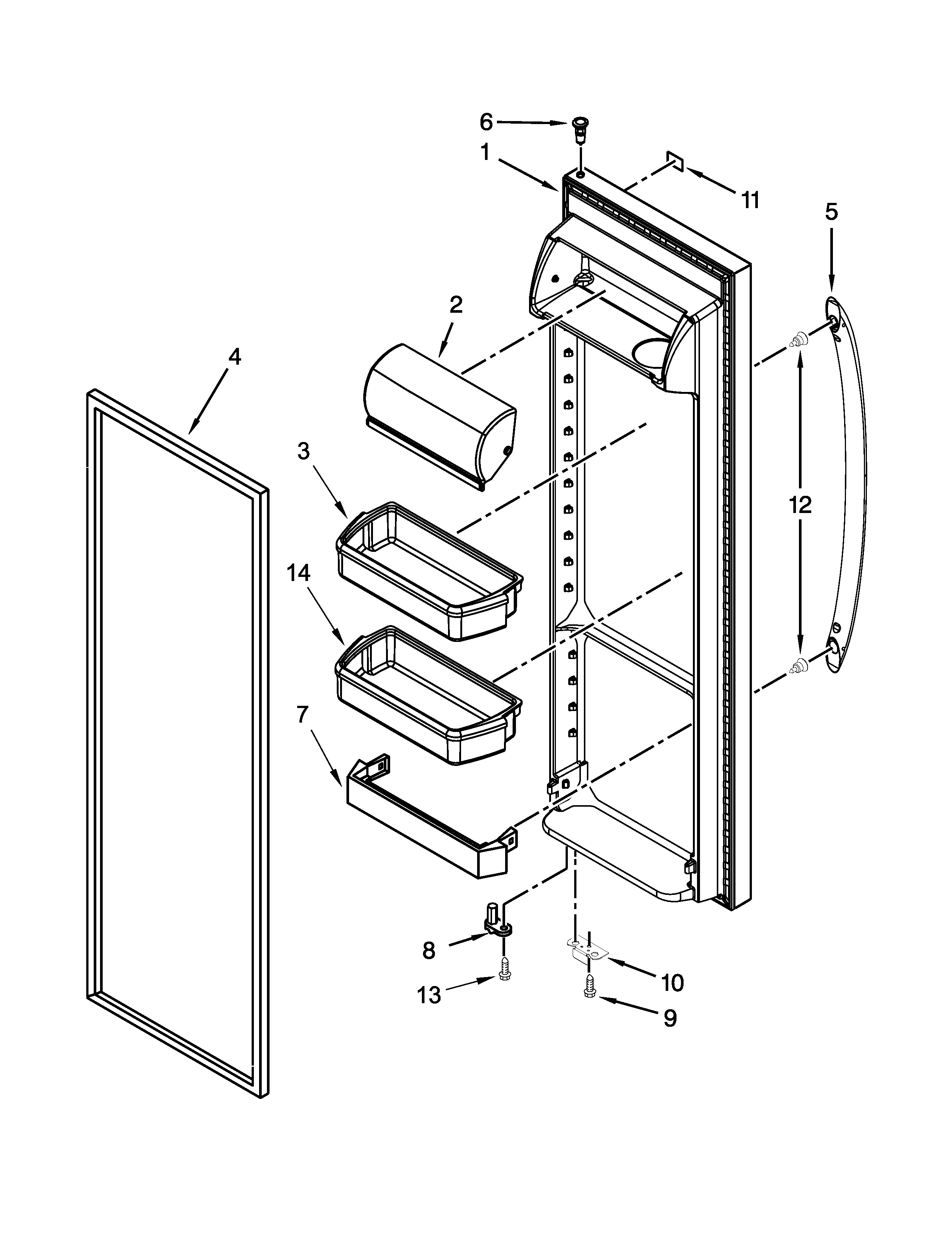 Whirlpool WRS322FDAB01 refrigerator door parts diagram