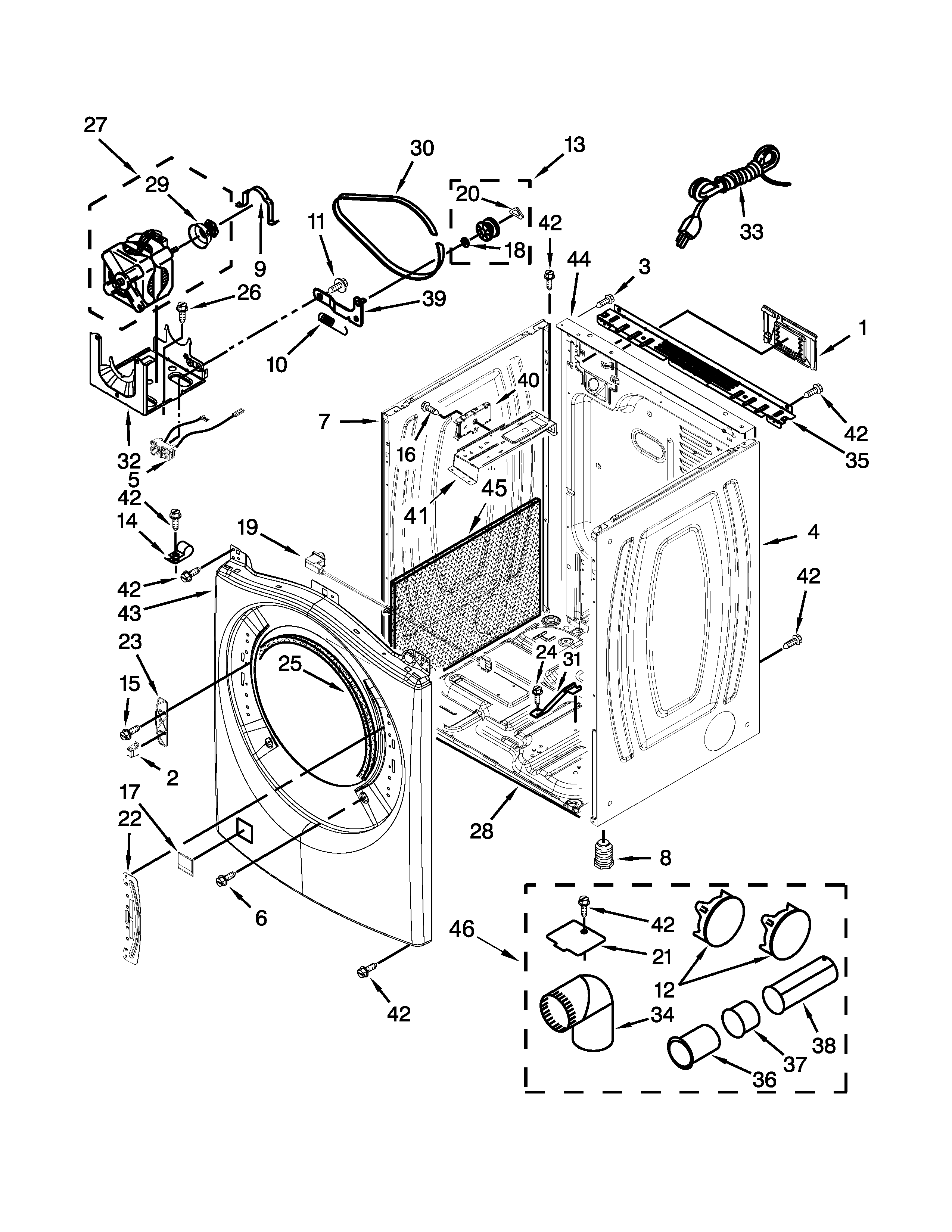 Whirlpool WGD87HEDW0 cabinet parts diagram
