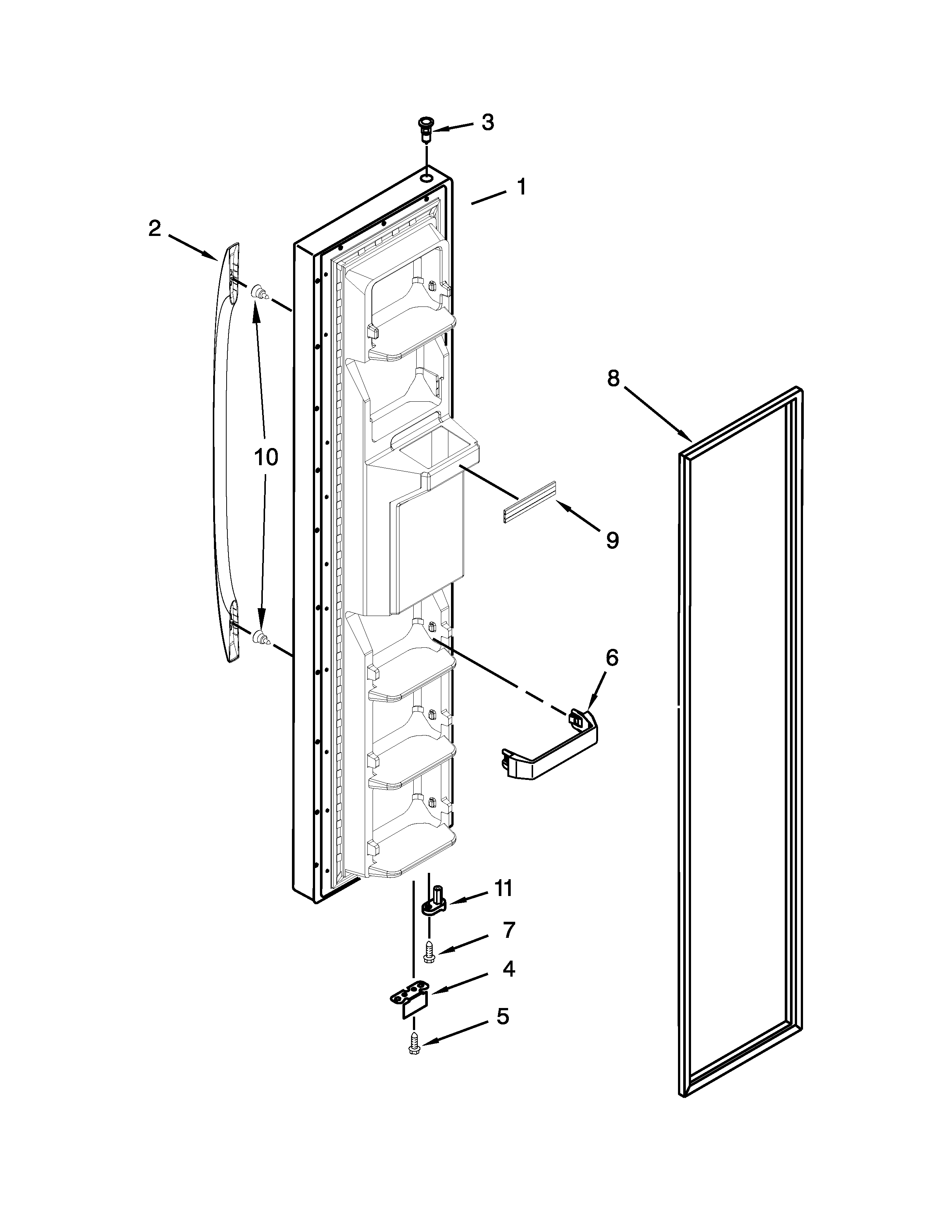 Maytag MSF22D4XAB01 freezer door parts diagram