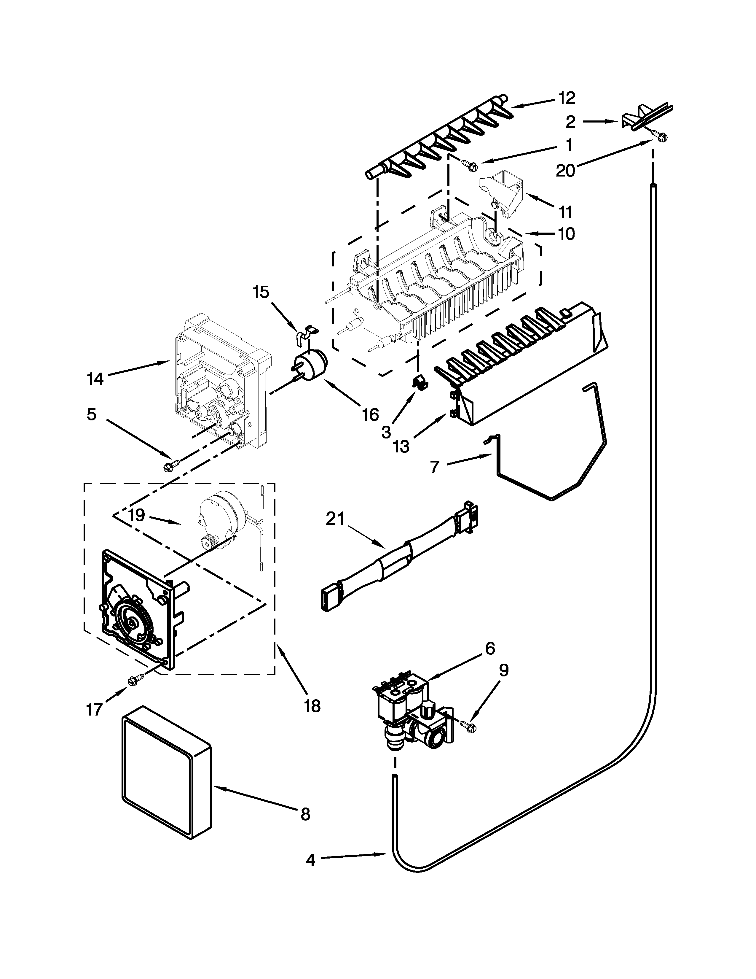Maytag MSF22D4XAB01 ice maker parts diagram