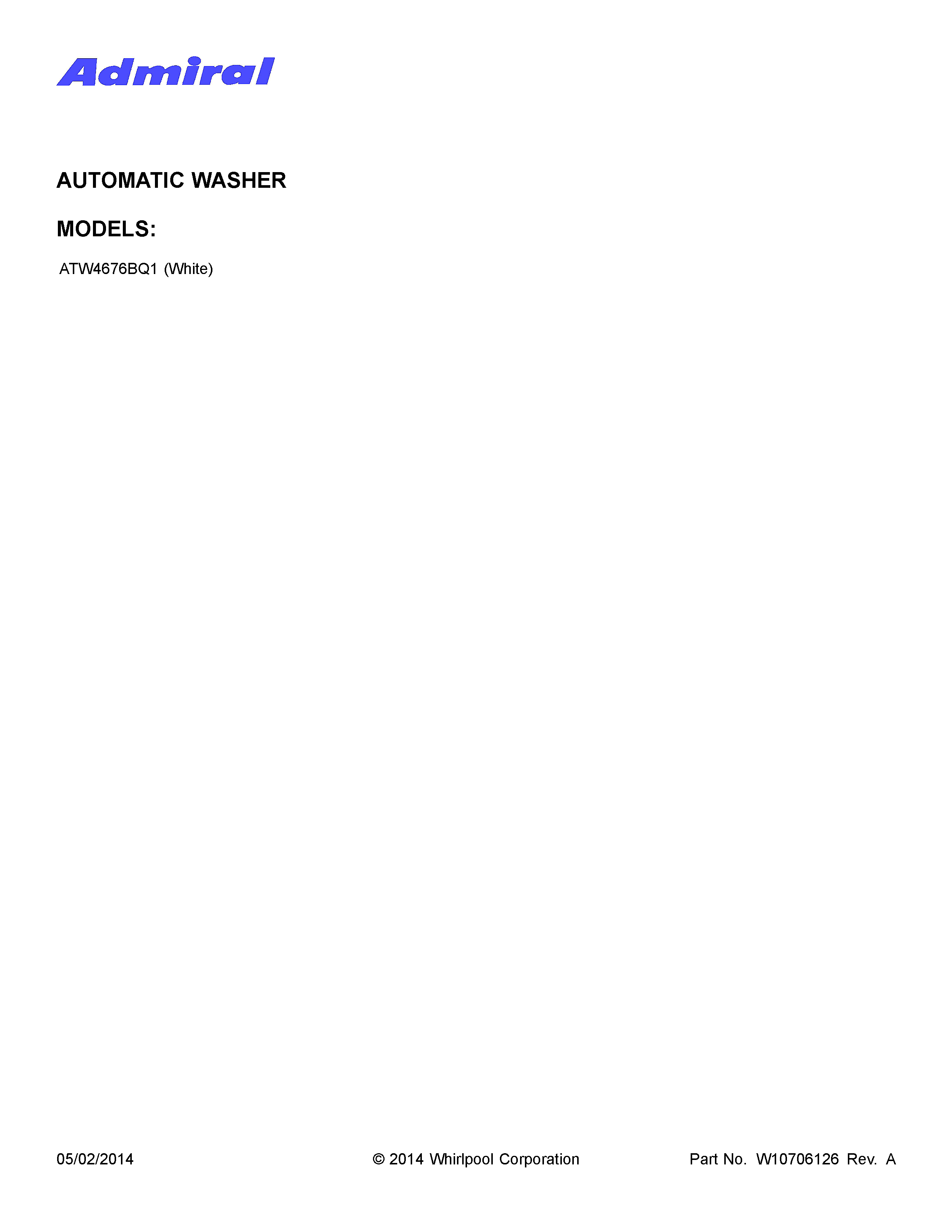 Admiral ATW4676BQ1 cover sheet diagram